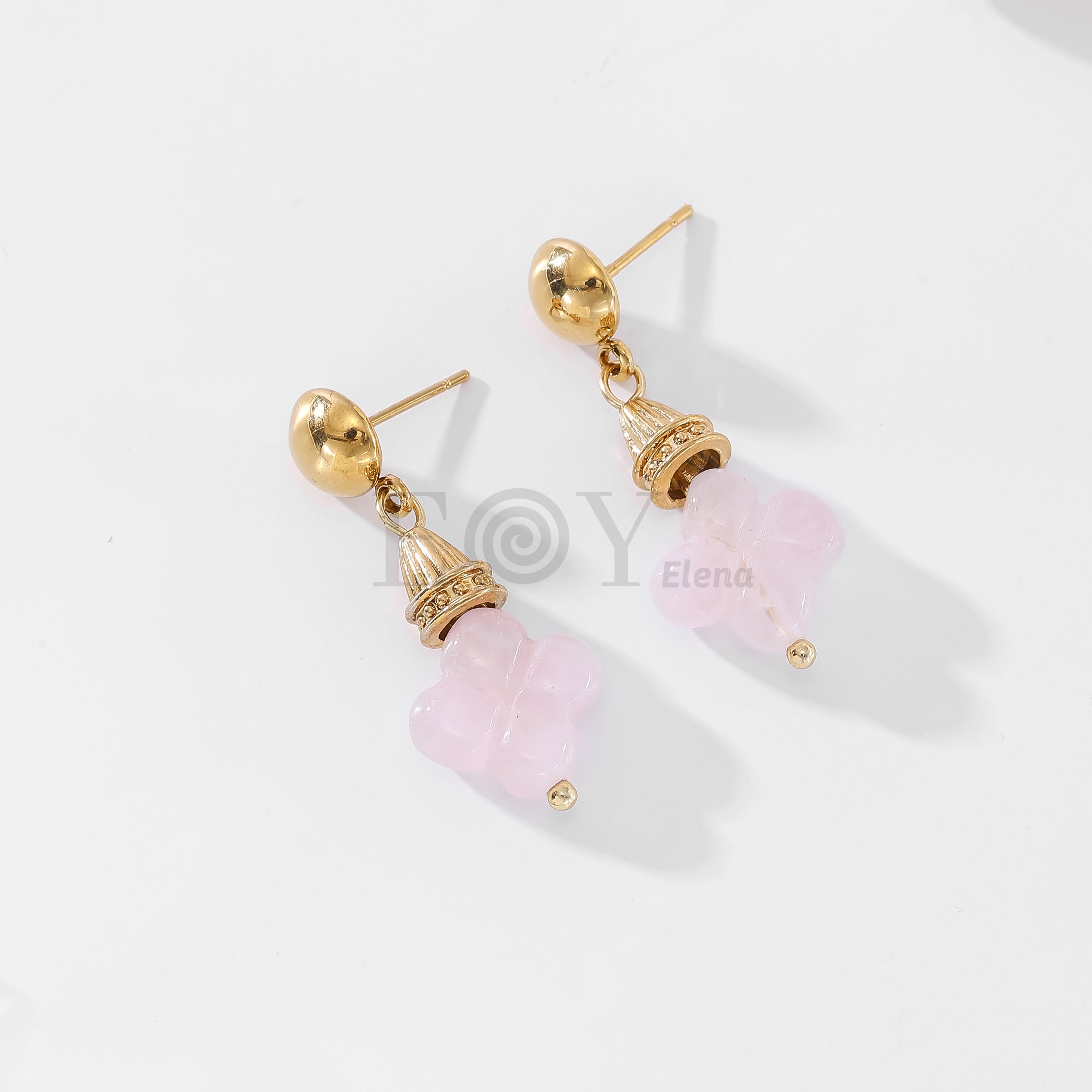 Pendientes con piedra trébol color