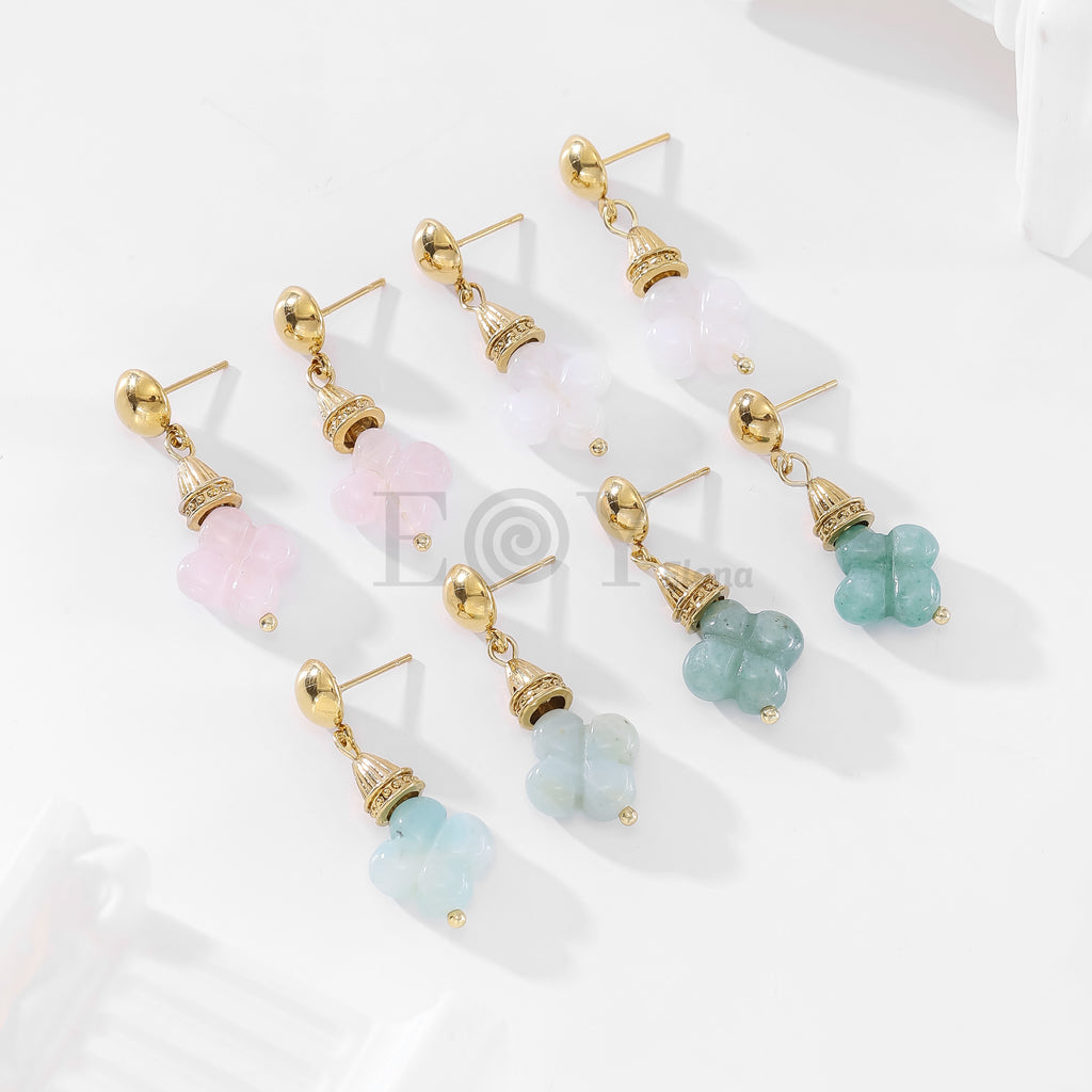 Pendientes con piedra trébol color