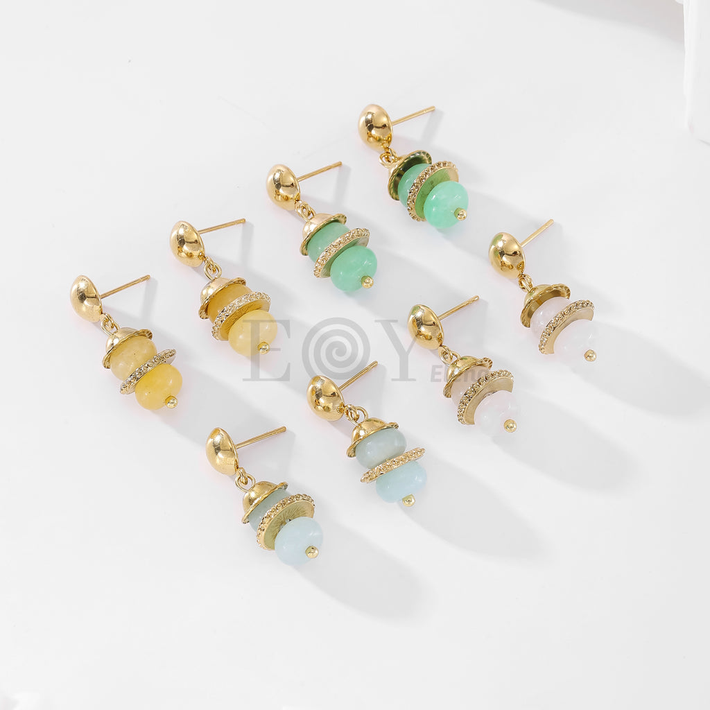 Pendientes piedra color y chapas