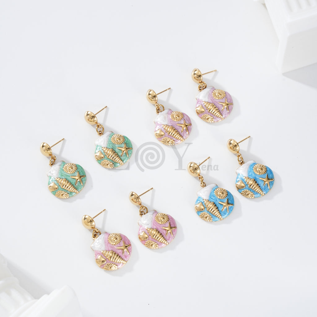 Pendientes concha con detalles marinos