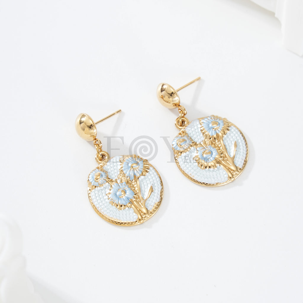Pendientes con chapa flor color