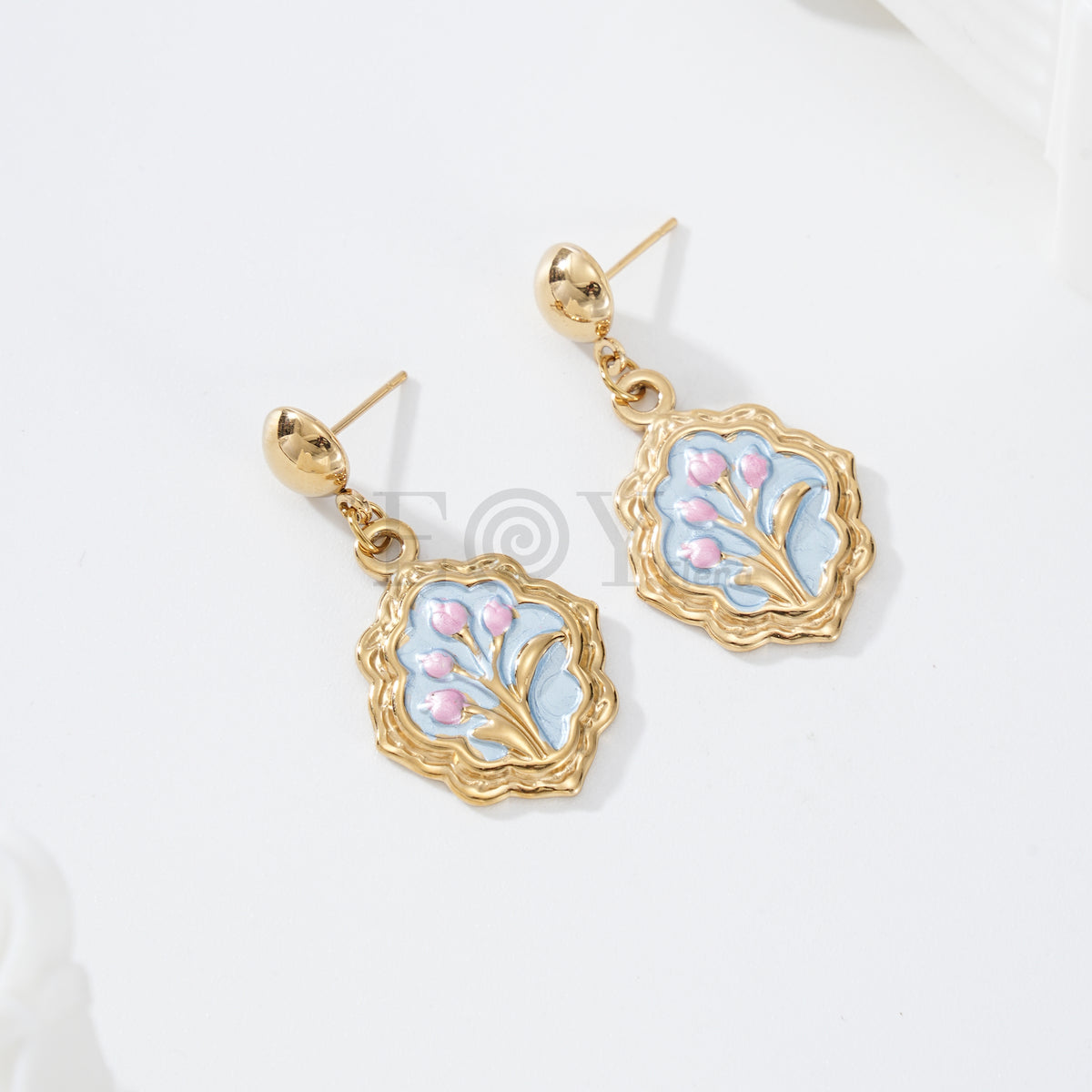 Pendientes chapa flores