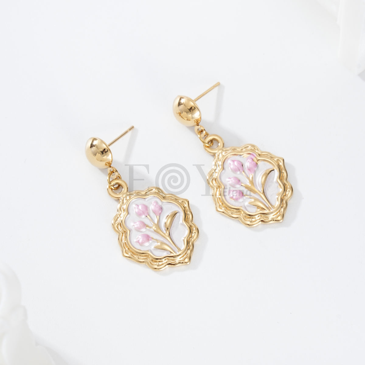 Pendientes chapa flores