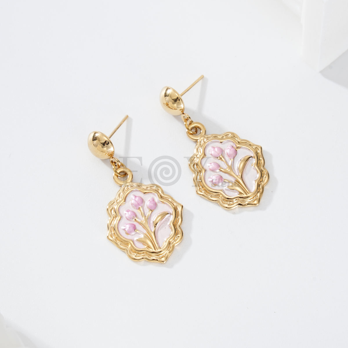 Pendientes chapa flores