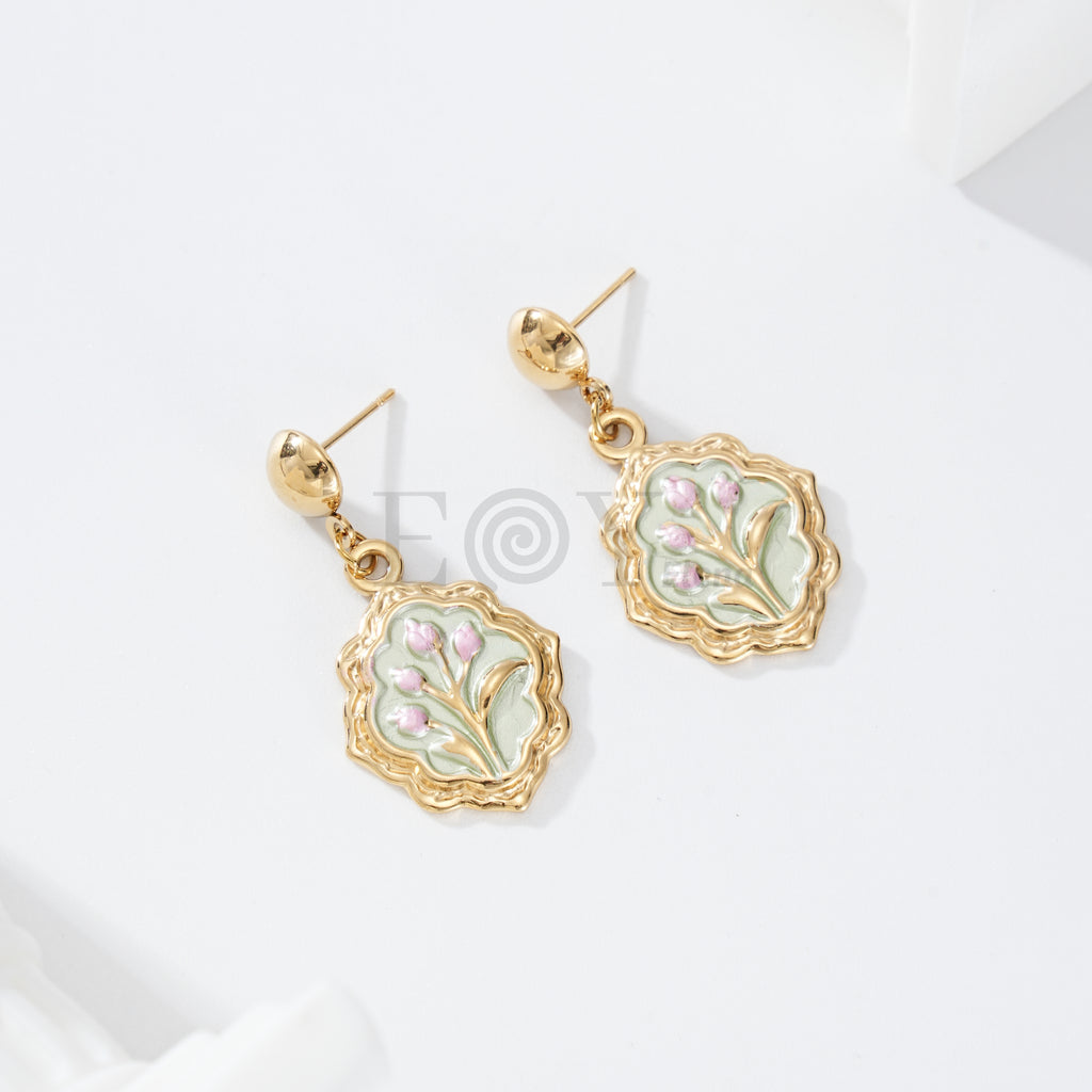 Pendientes chapa flores