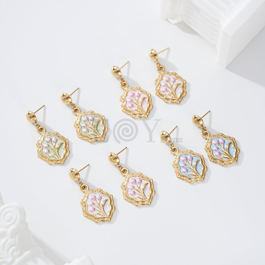 Pendientes chapa flores