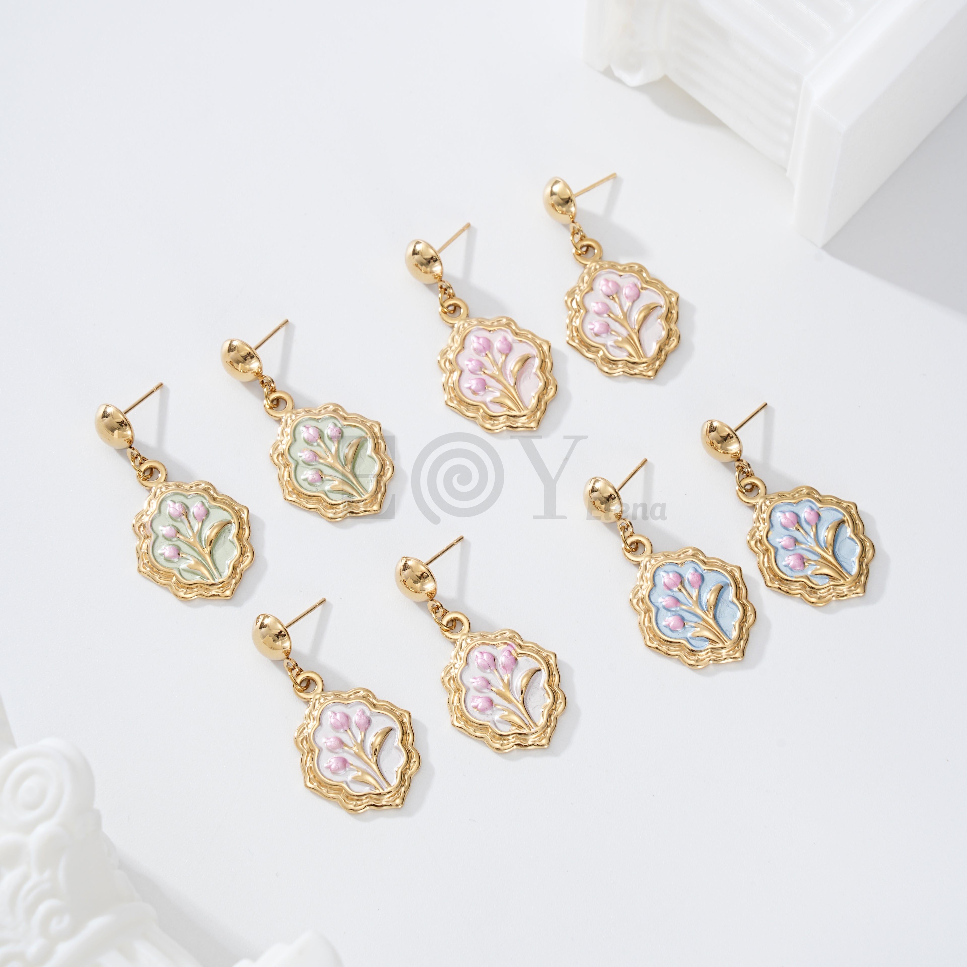Pendientes chapa flores