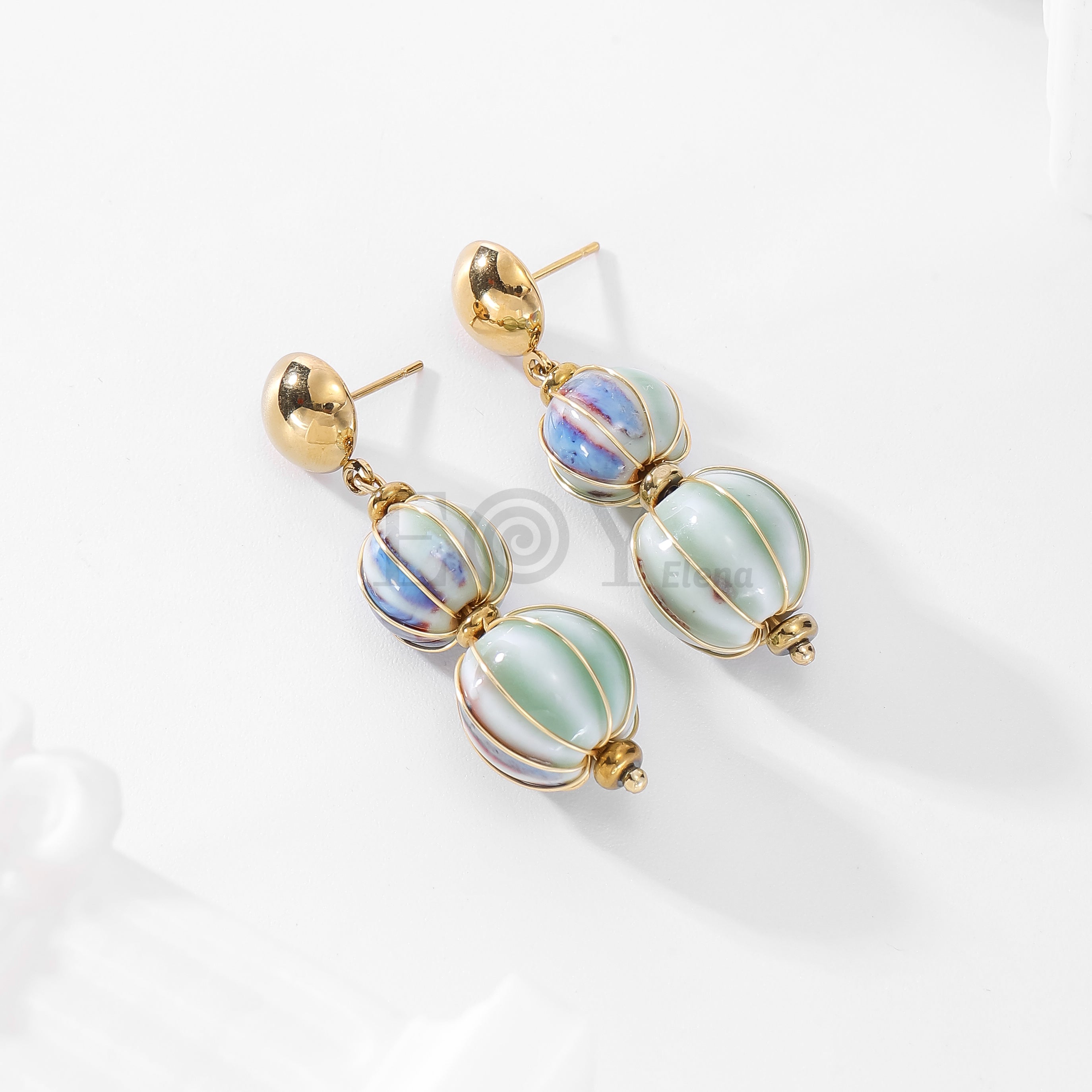 Pendientes dos bolas colores