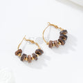 Pendientes aro con bolas marrones