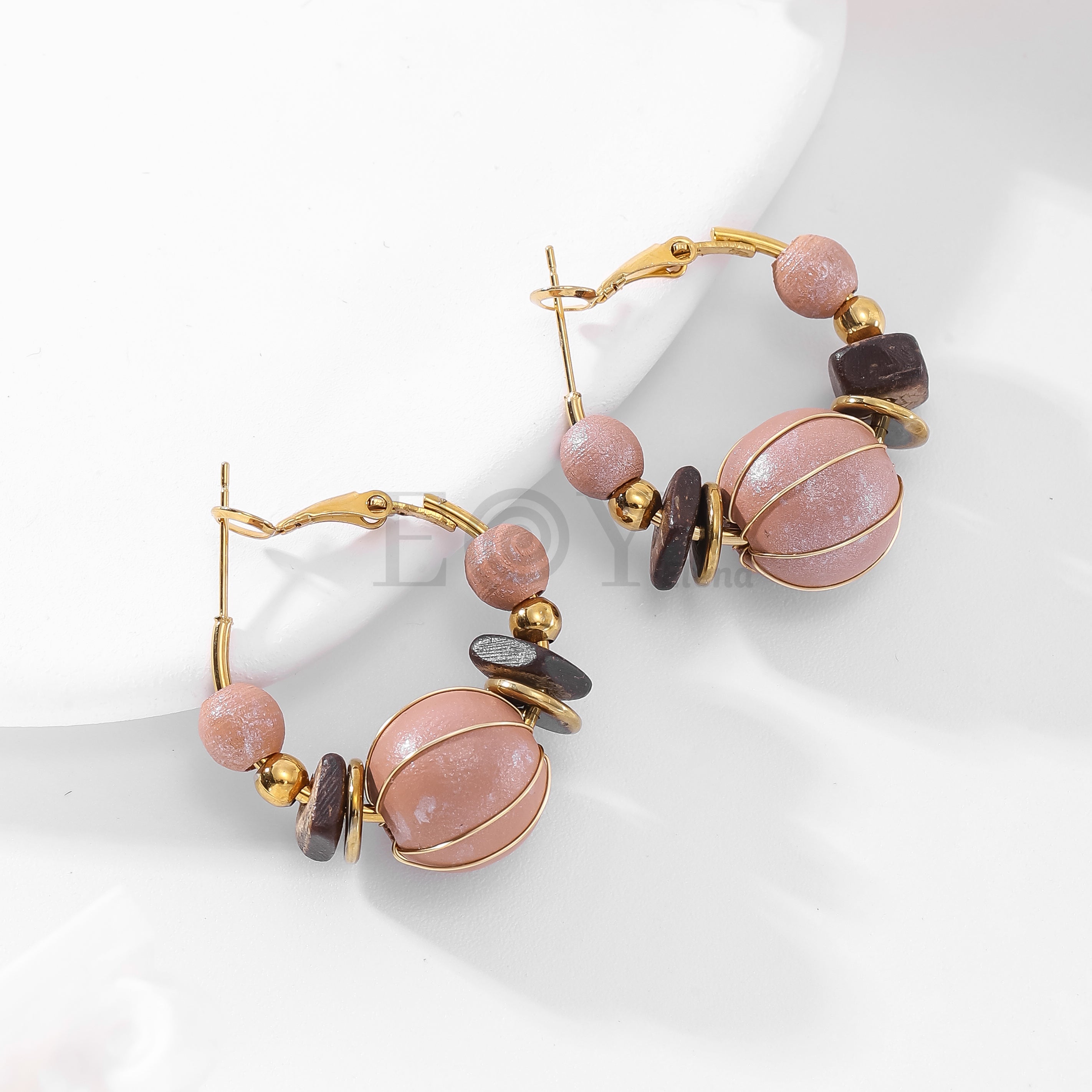 Pendientes bolas tonos tierra