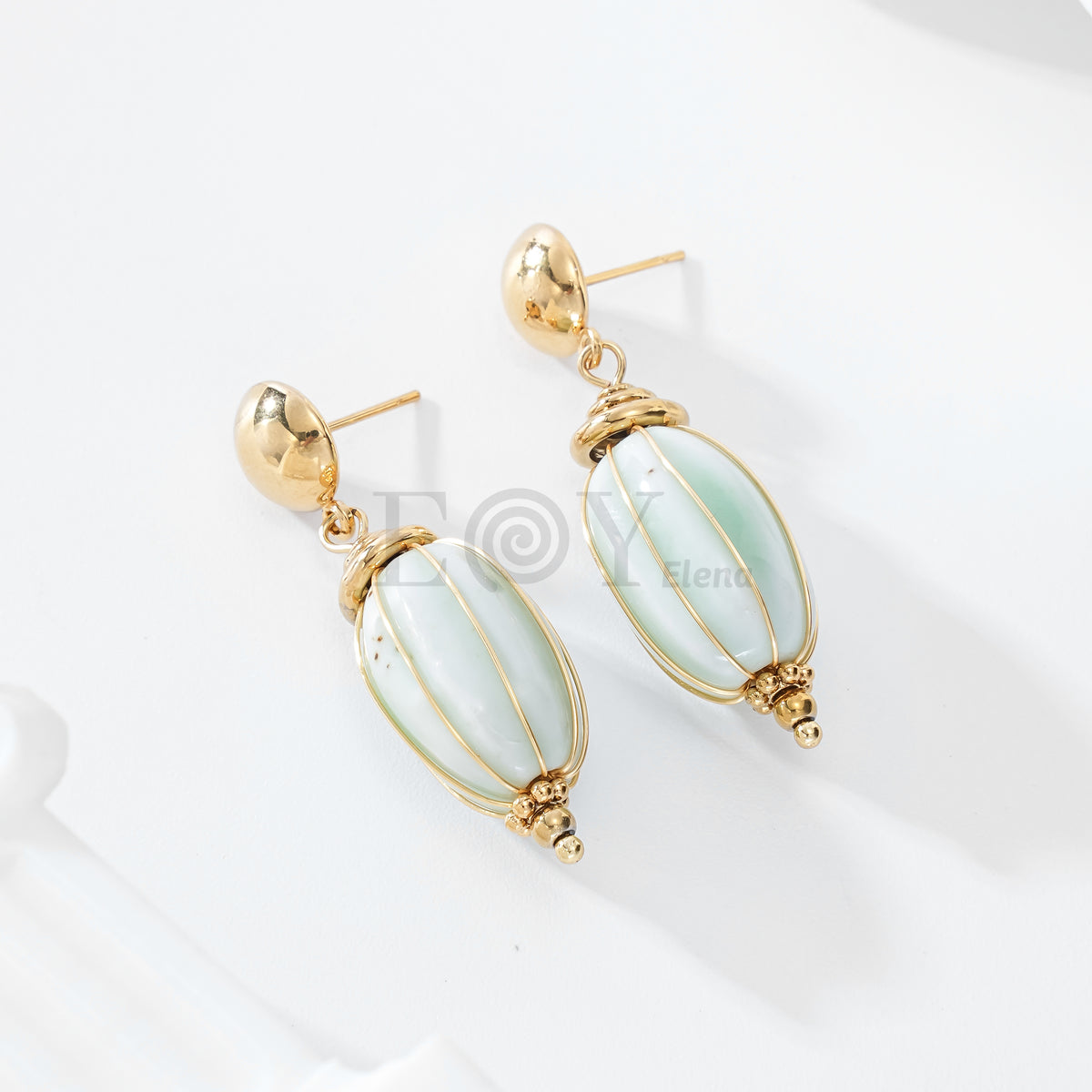 Pendientes con piedra alargada color