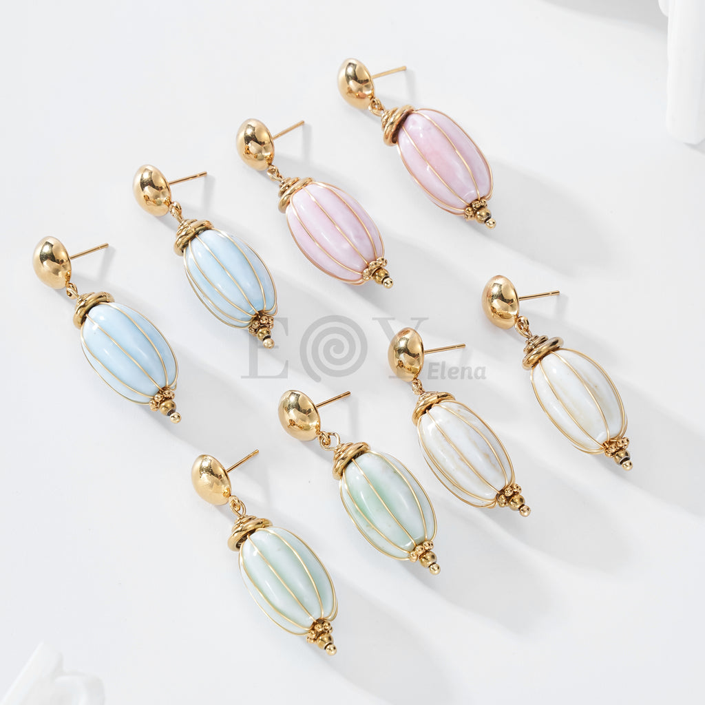Pendientes con piedra alargada color