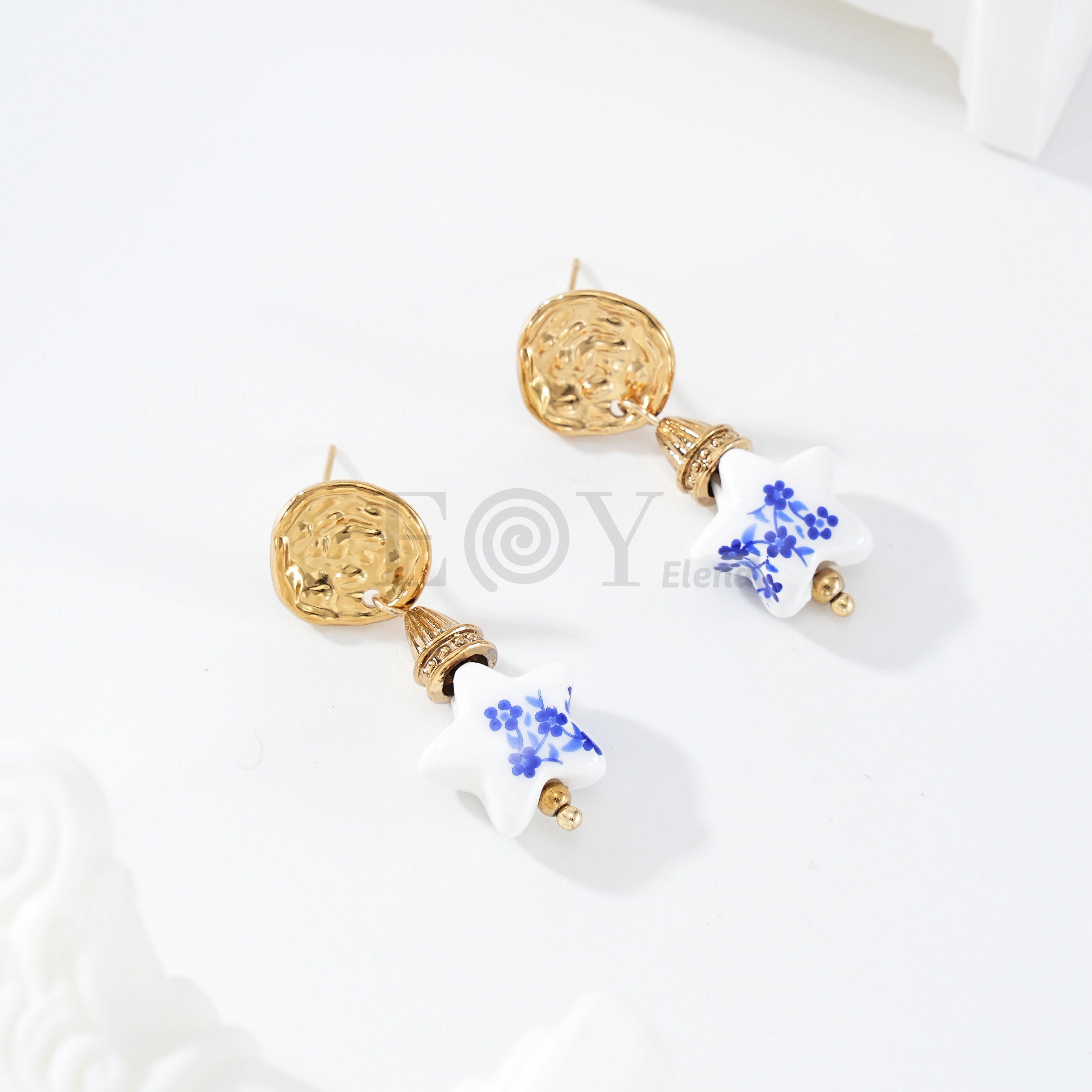 Pendientes chapa con piedra estrella