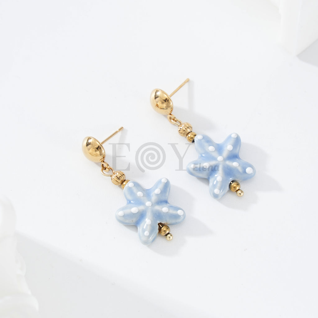 Pendientes colgante estrella mar color
