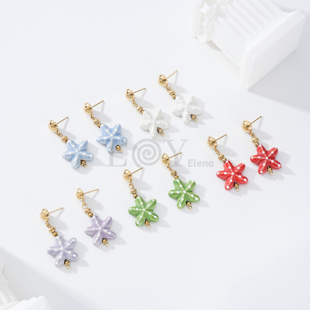 Pendientes colgante estrella mar color