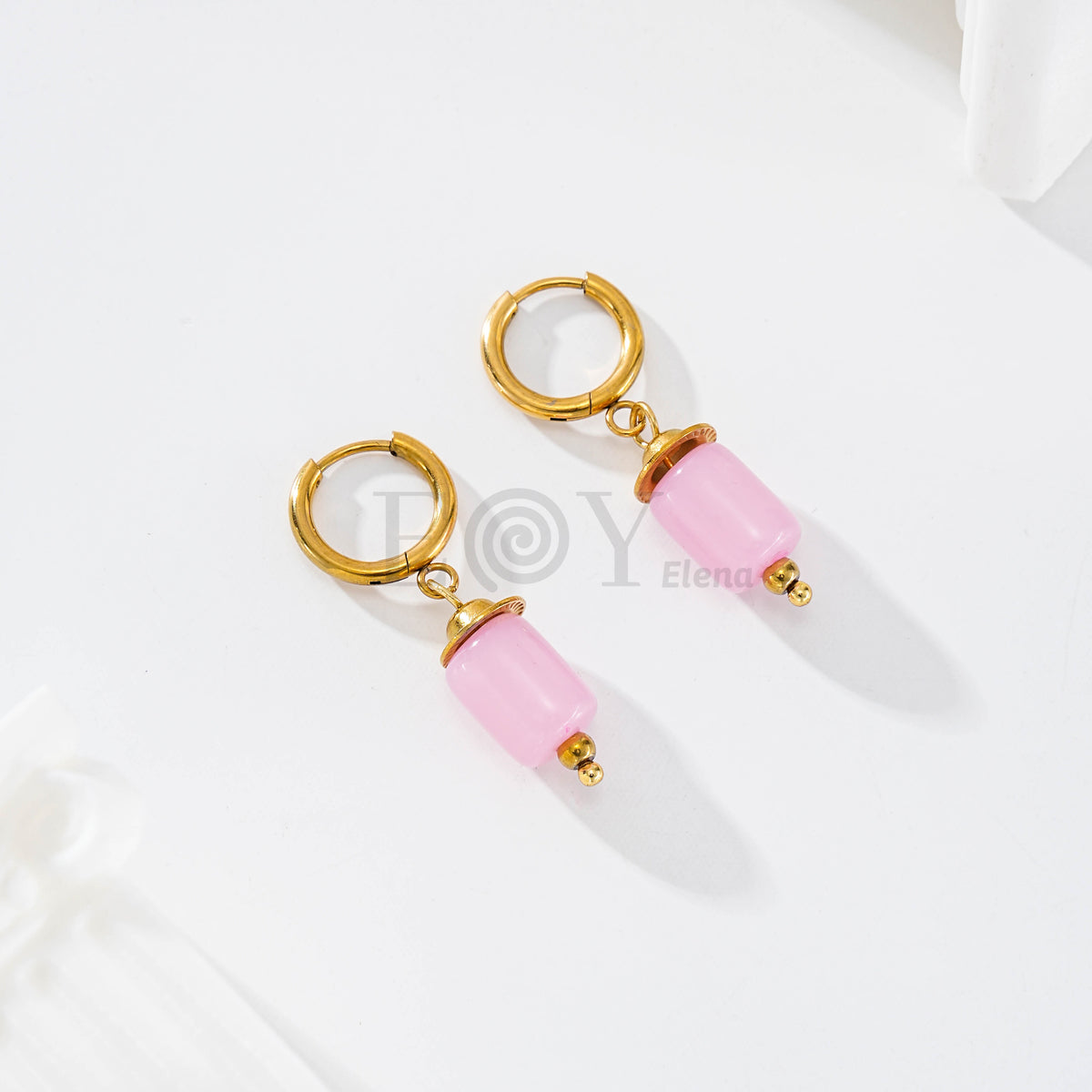Pendientes aro con piedra color
