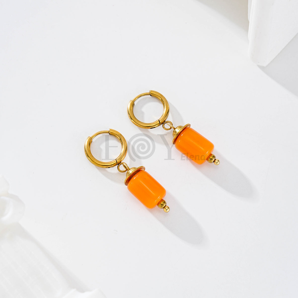 Pendientes aro con piedra color