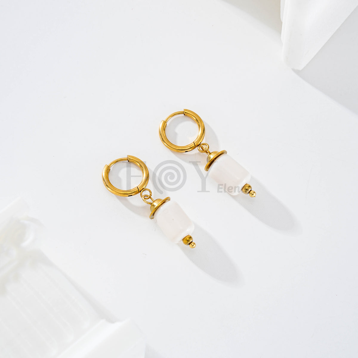Pendientes aro con piedra color