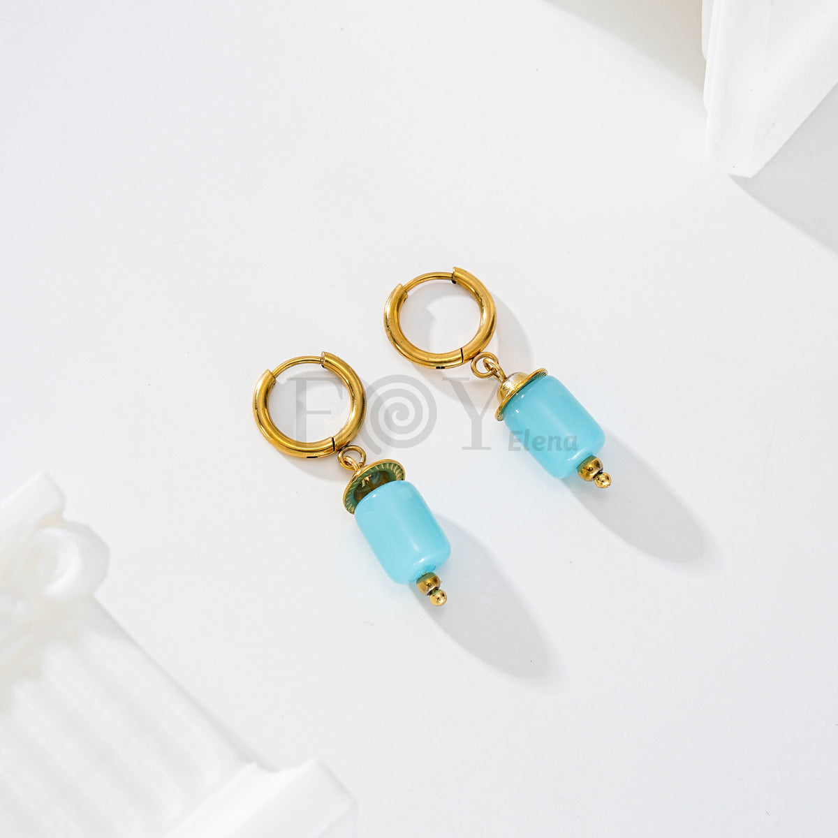 Pendientes aro con piedra color