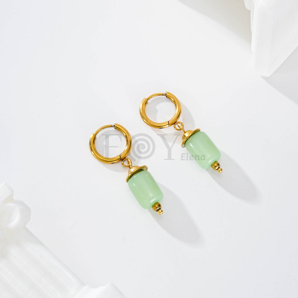 Pendientes aro con piedra color