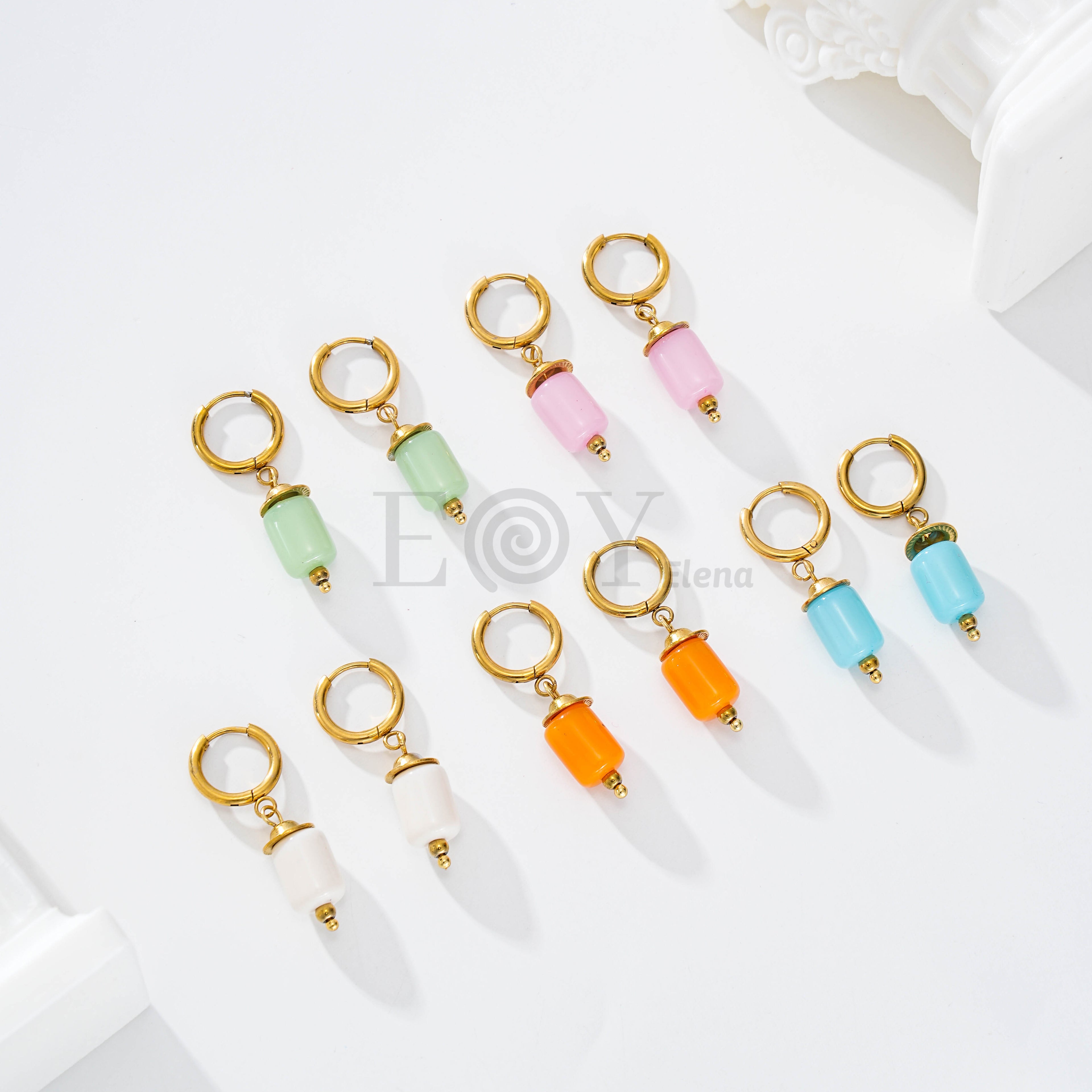 Pendientes aro con piedra color