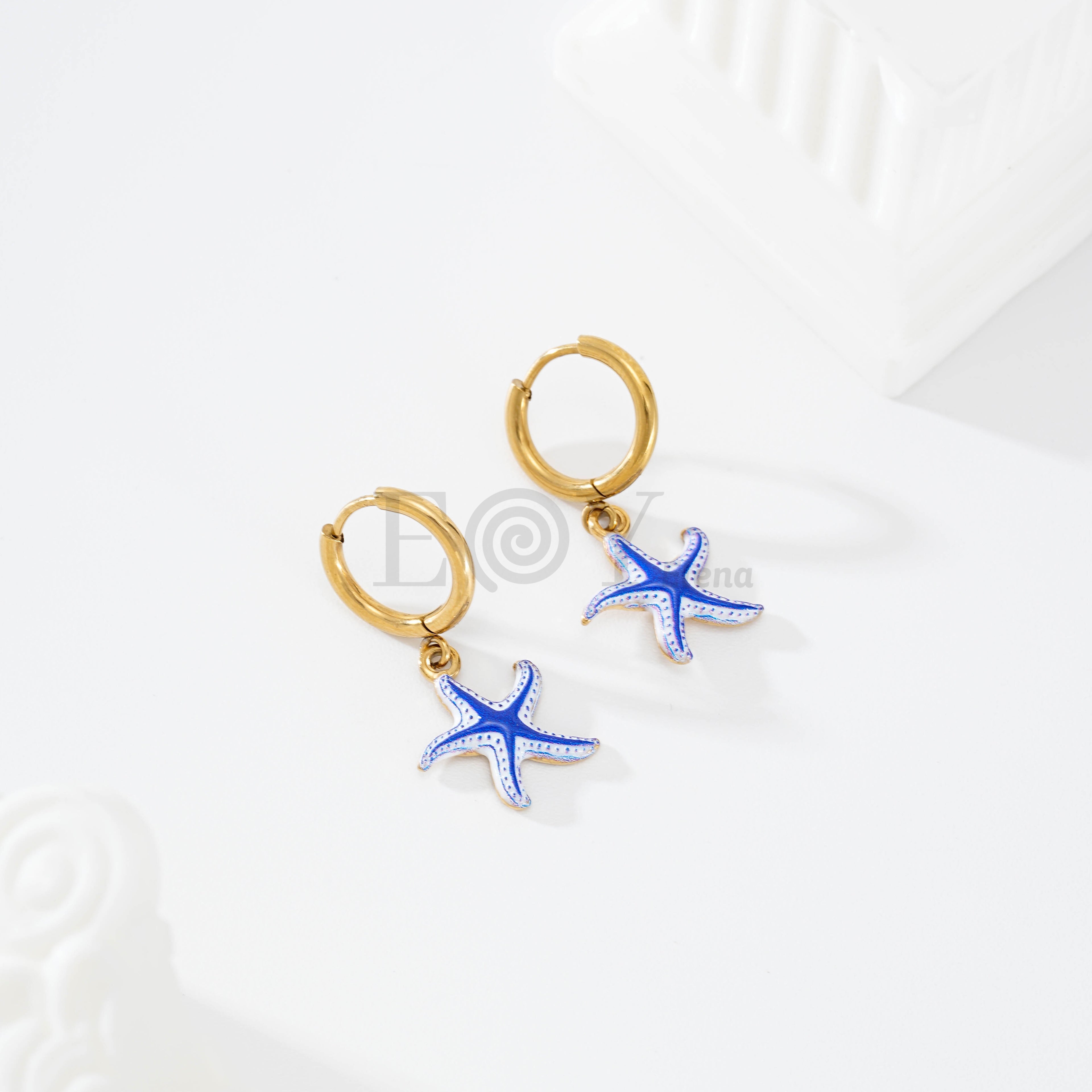 Pendientes aro con estrella de mar