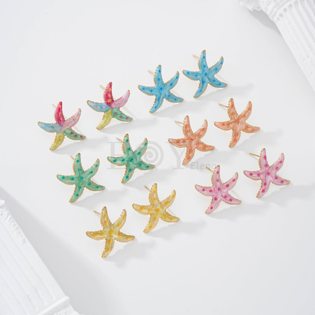 Pendientes estrella de mar color con lunares