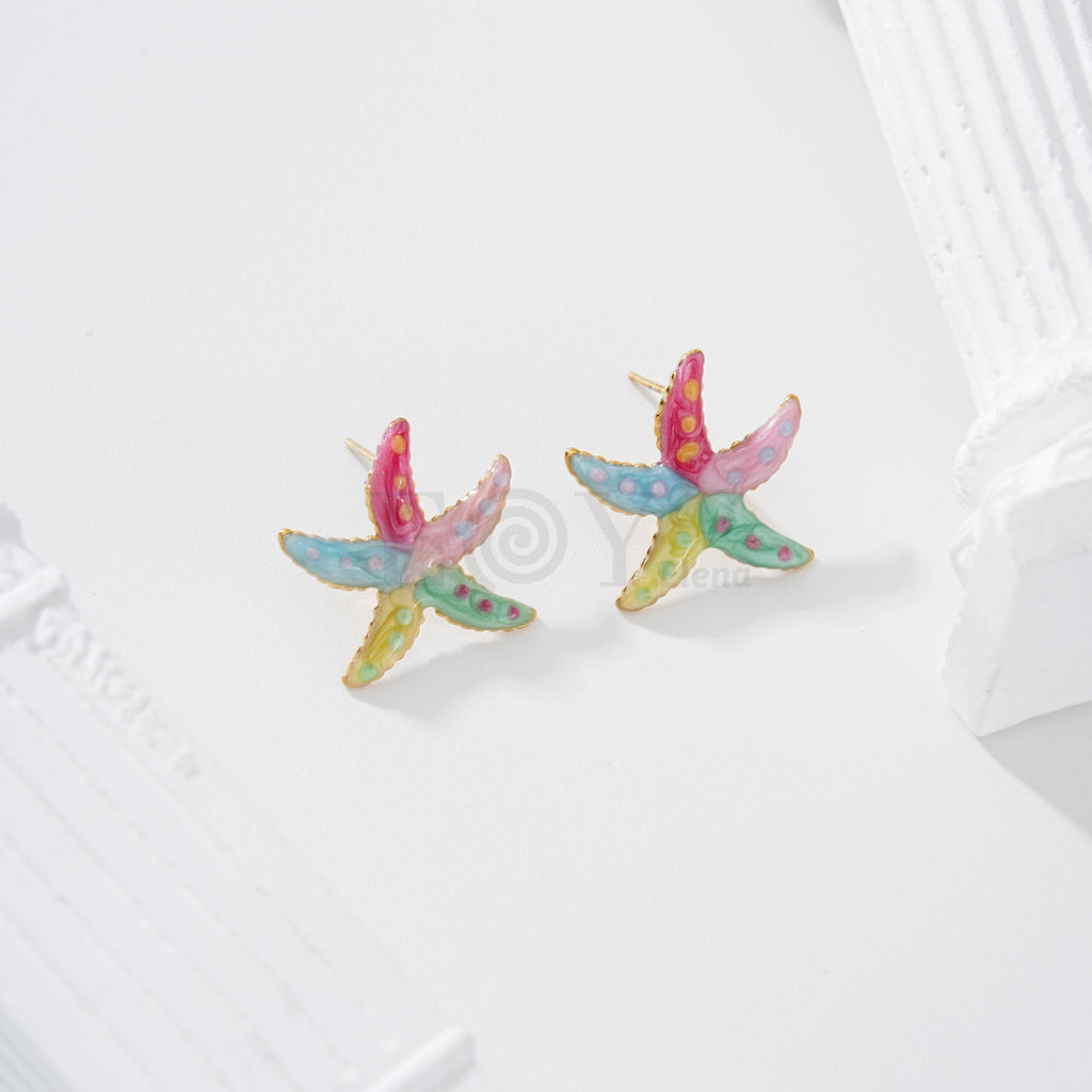 Pendientes estrella de mar color con lunares