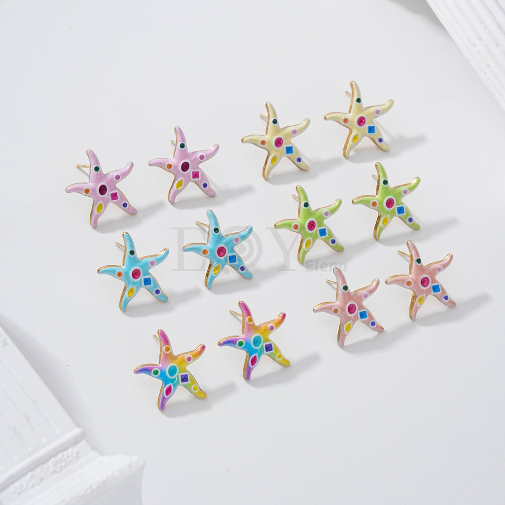 Pendientes estrella de mar con figuras geométricas