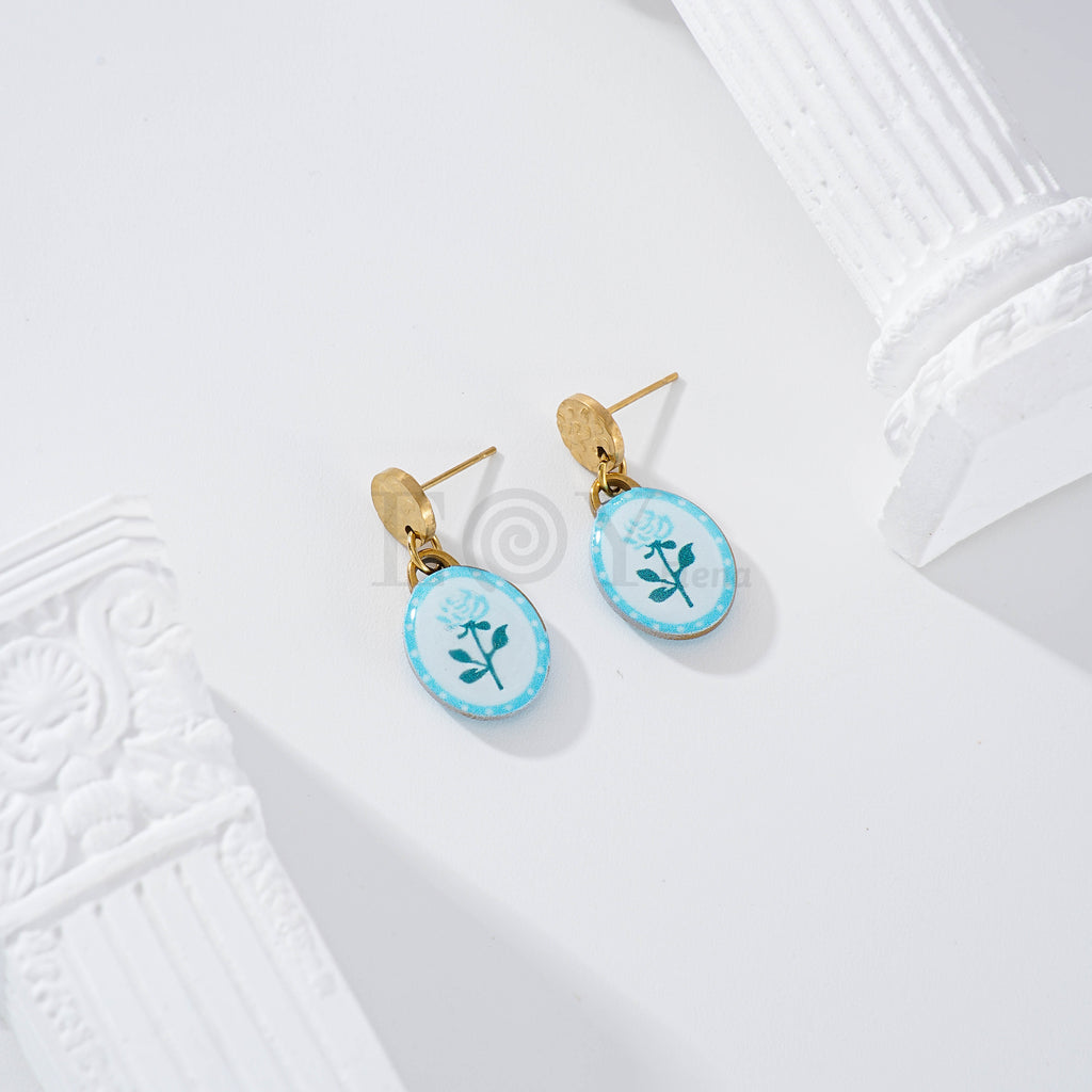 Pendientes chapa con flor color