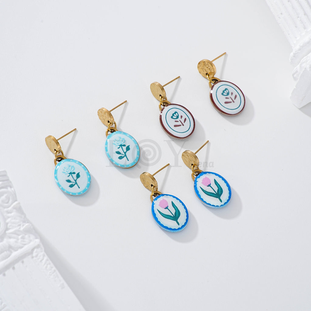 Pendientes chapa con flor color
