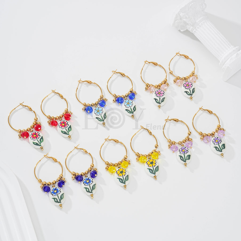Pendientes charm flor