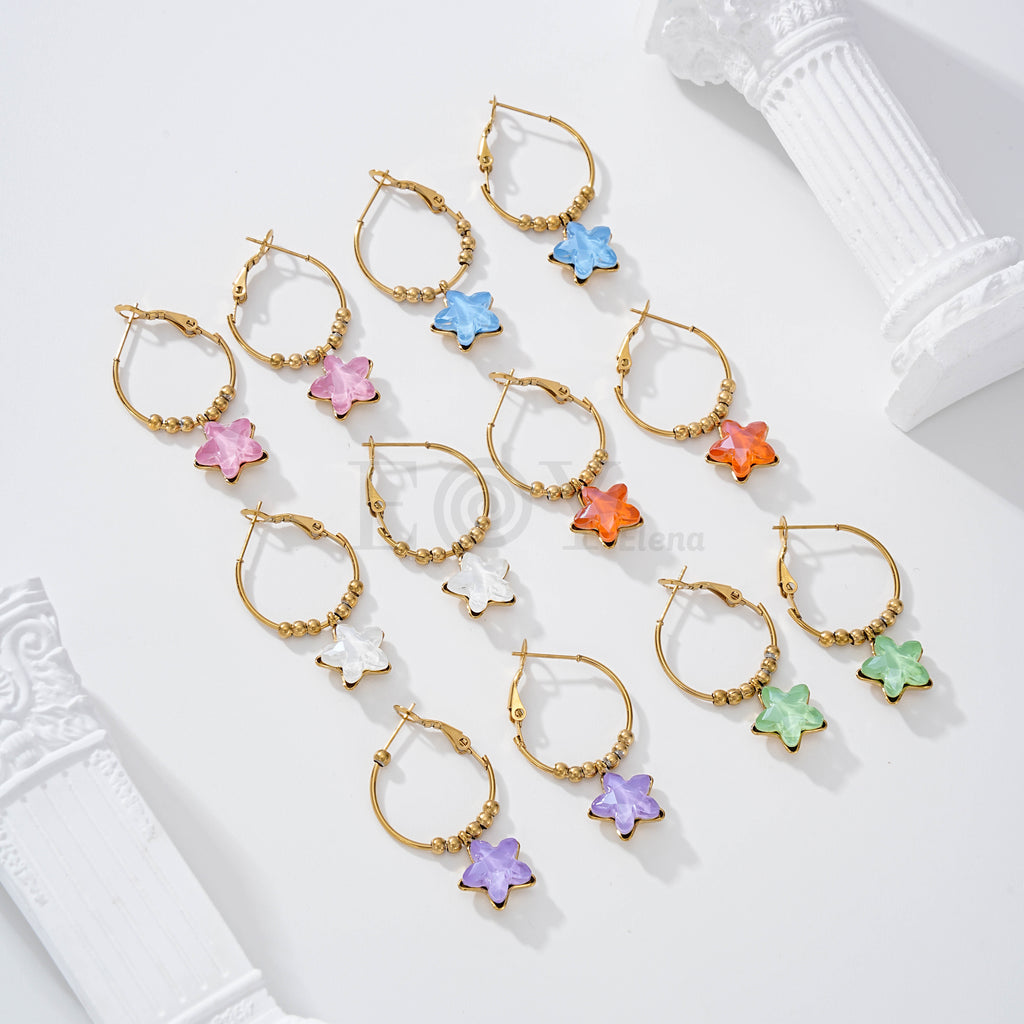 Pendientes aro con estrella piedra