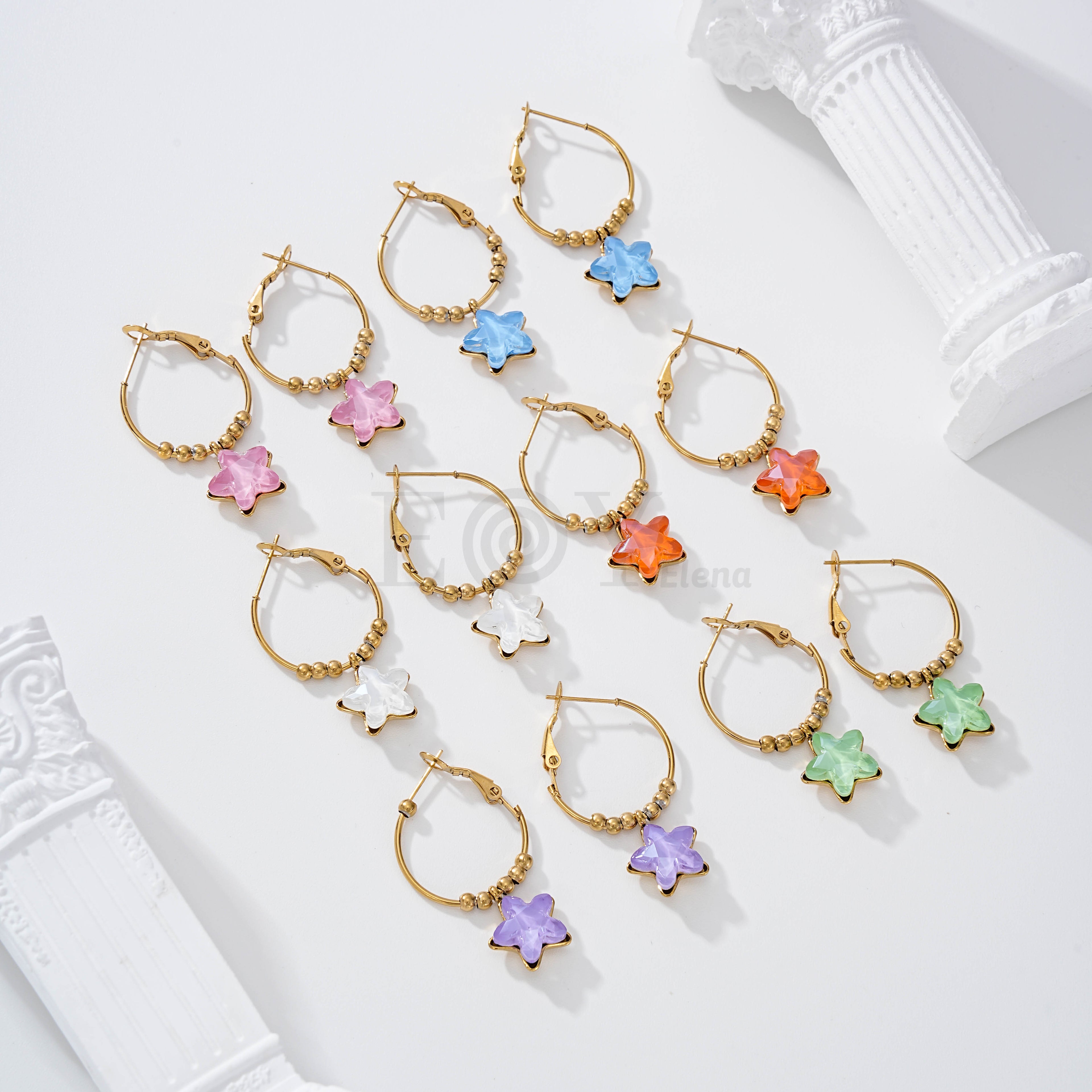 Pendientes aro con estrella piedra