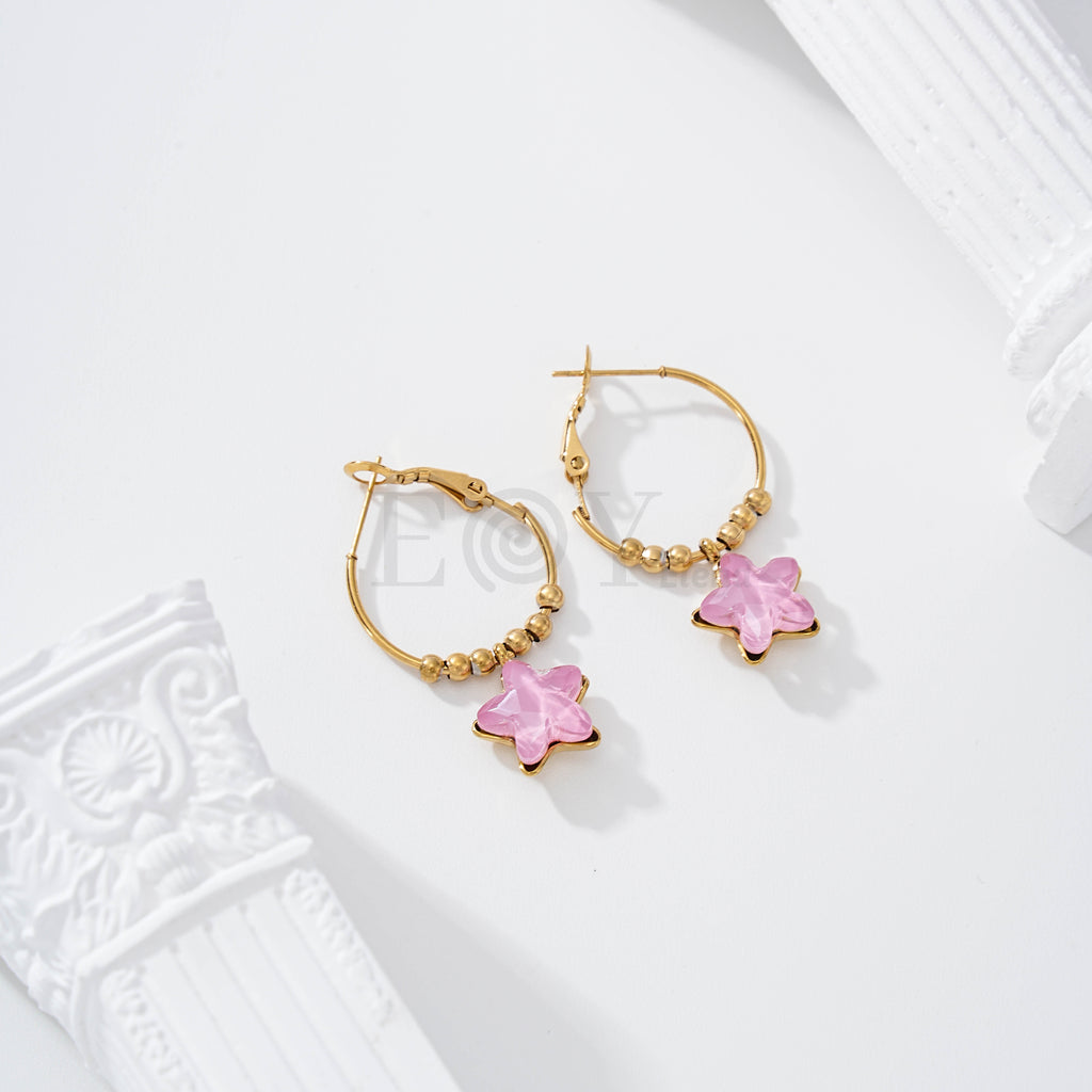 Pendientes aro con estrella piedra