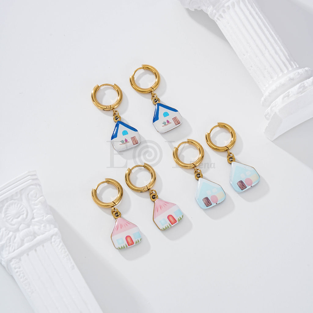 Pendientes aro casa color