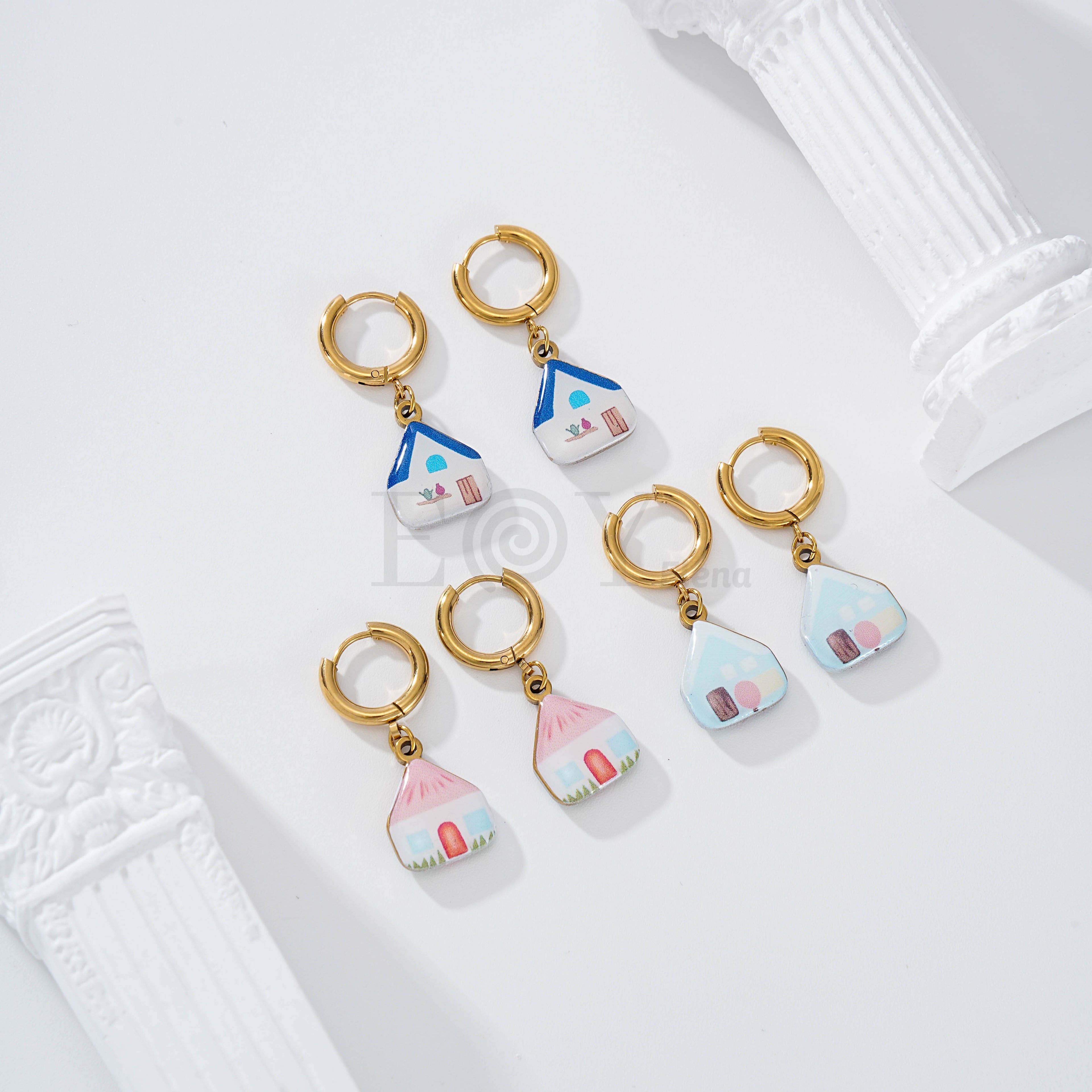 Pendientes aro casa color