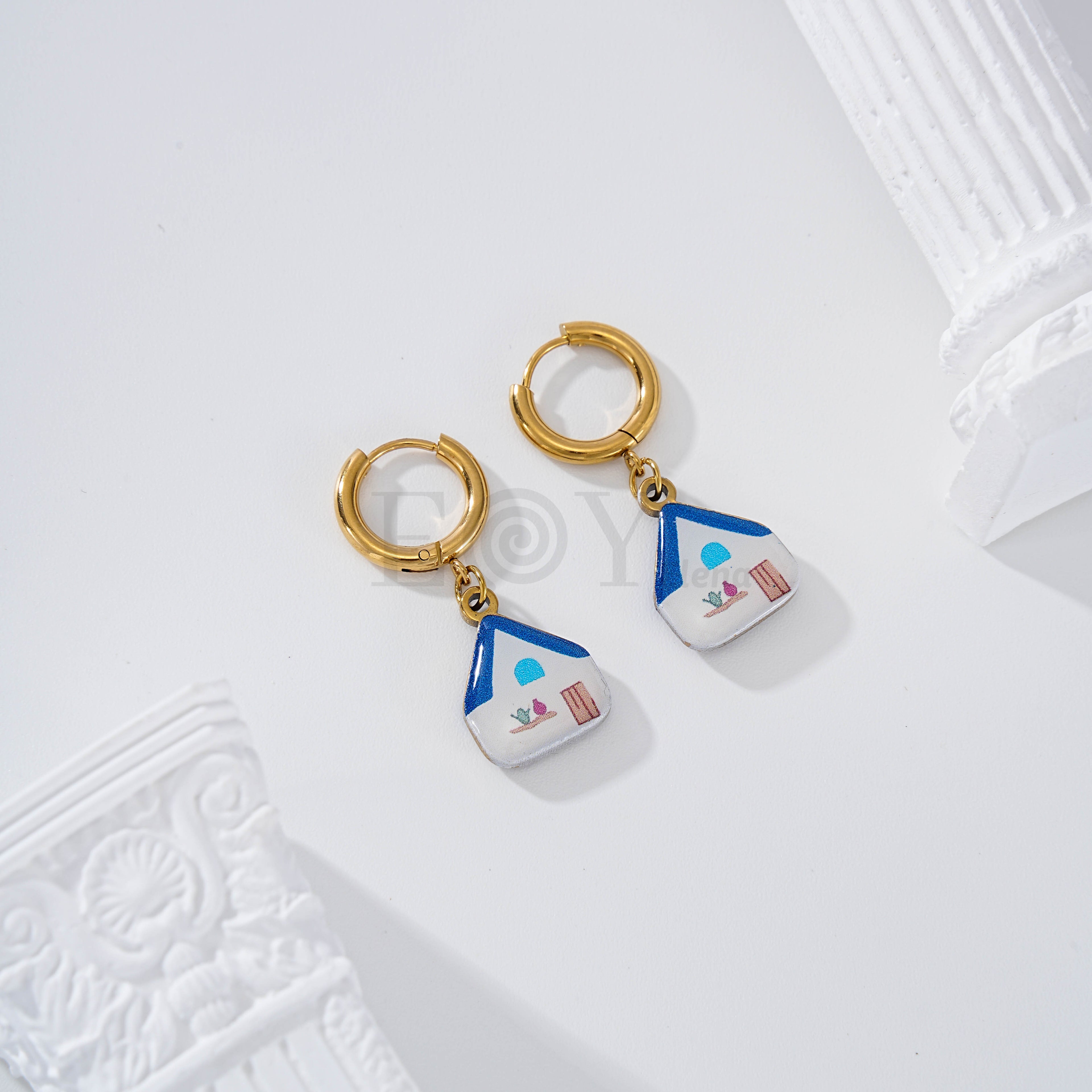 Pendientes aro casa color