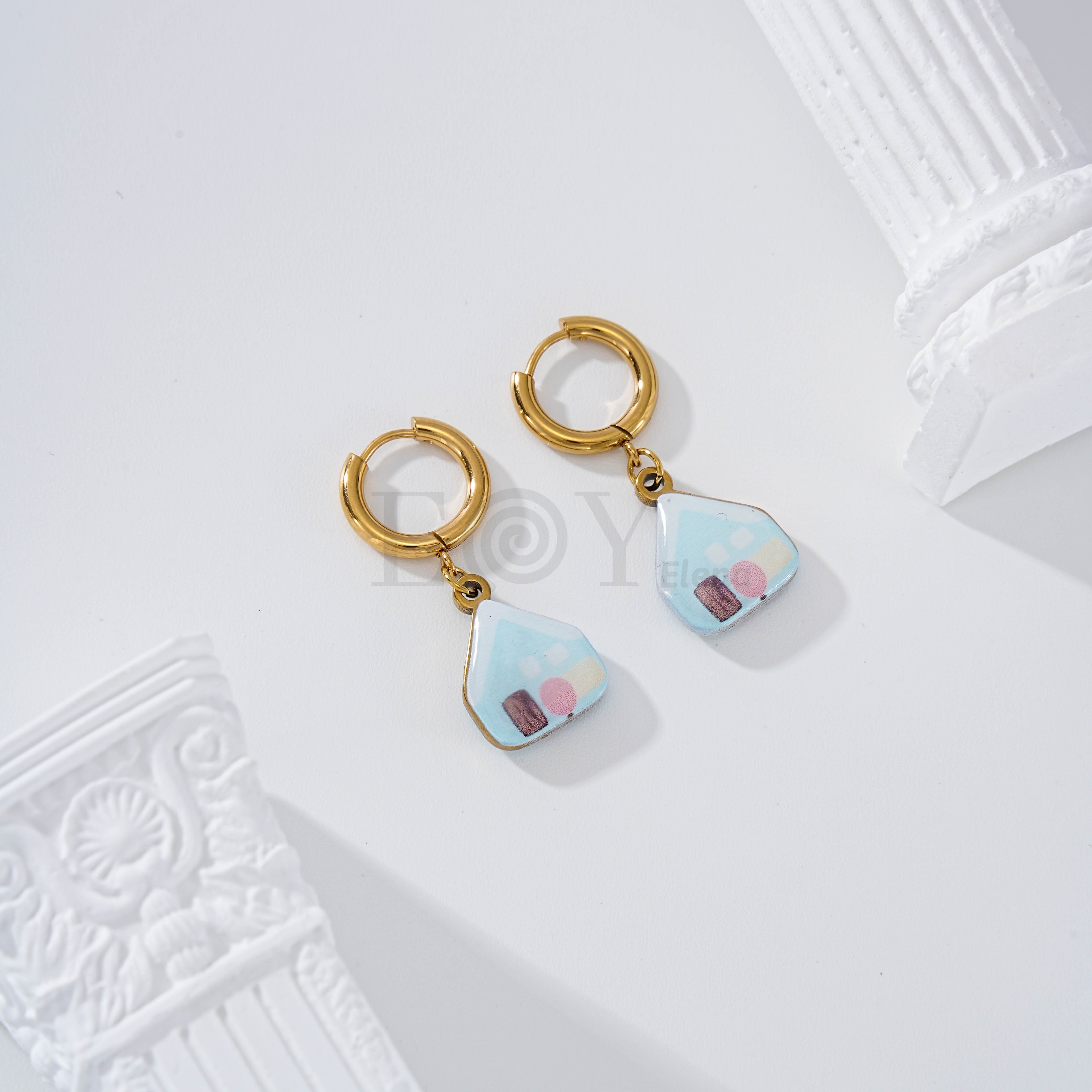 Pendientes aro casa color