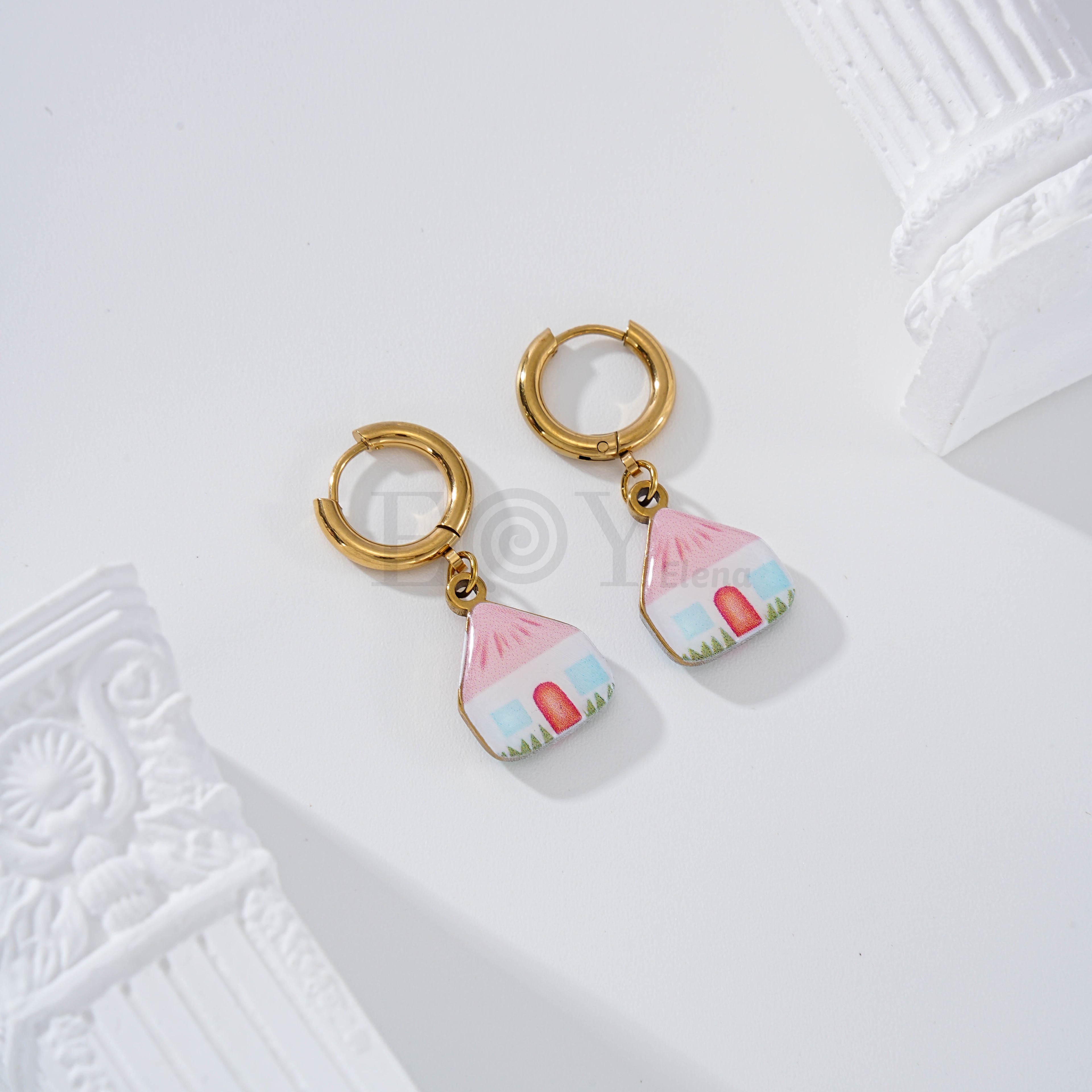 Pendientes aro casa color