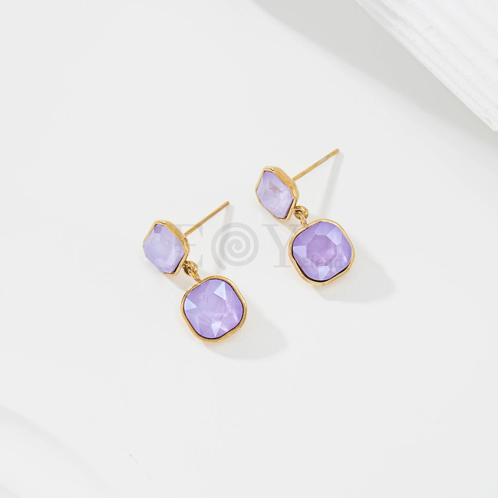 Pendientes doble piedra color