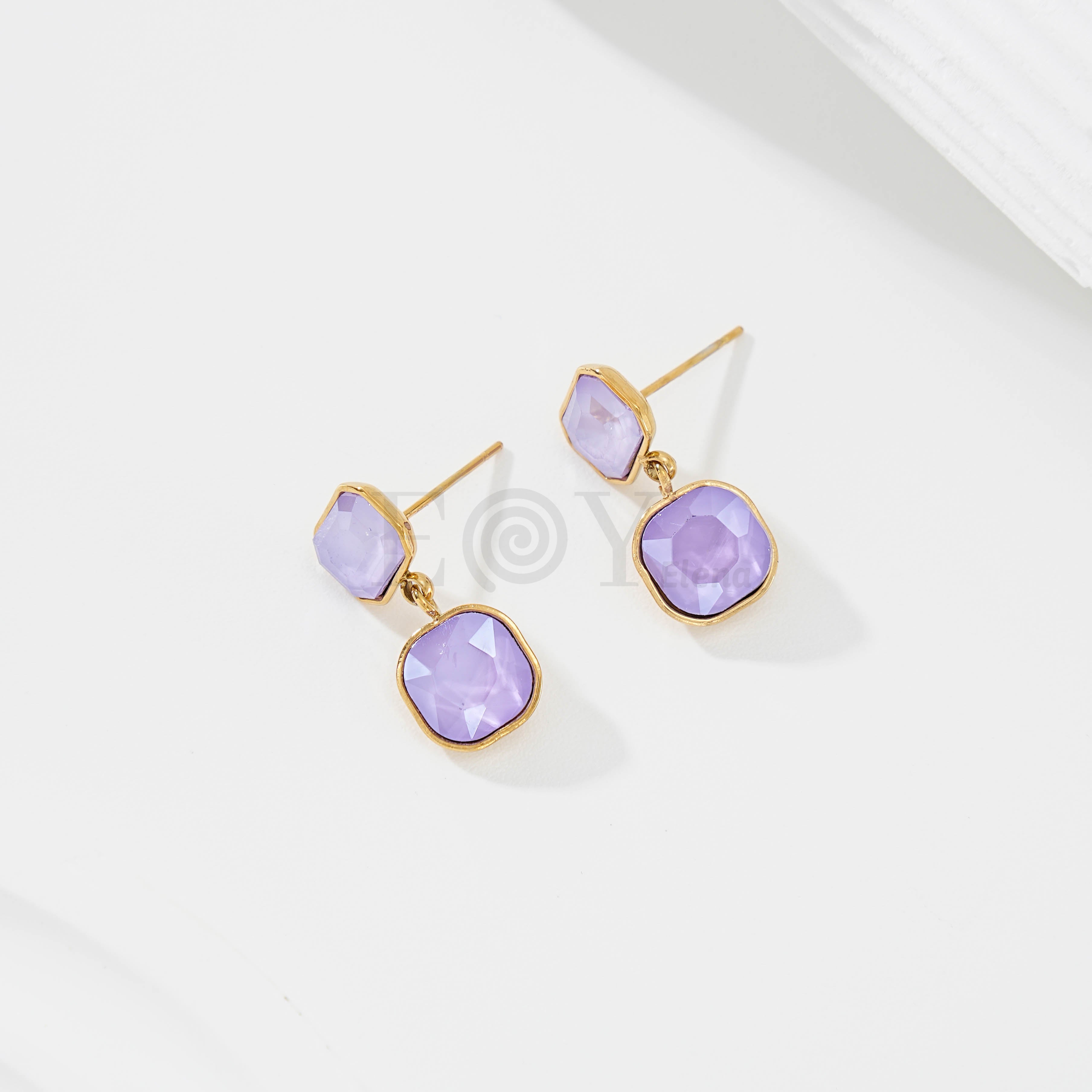 Pendientes doble piedra color