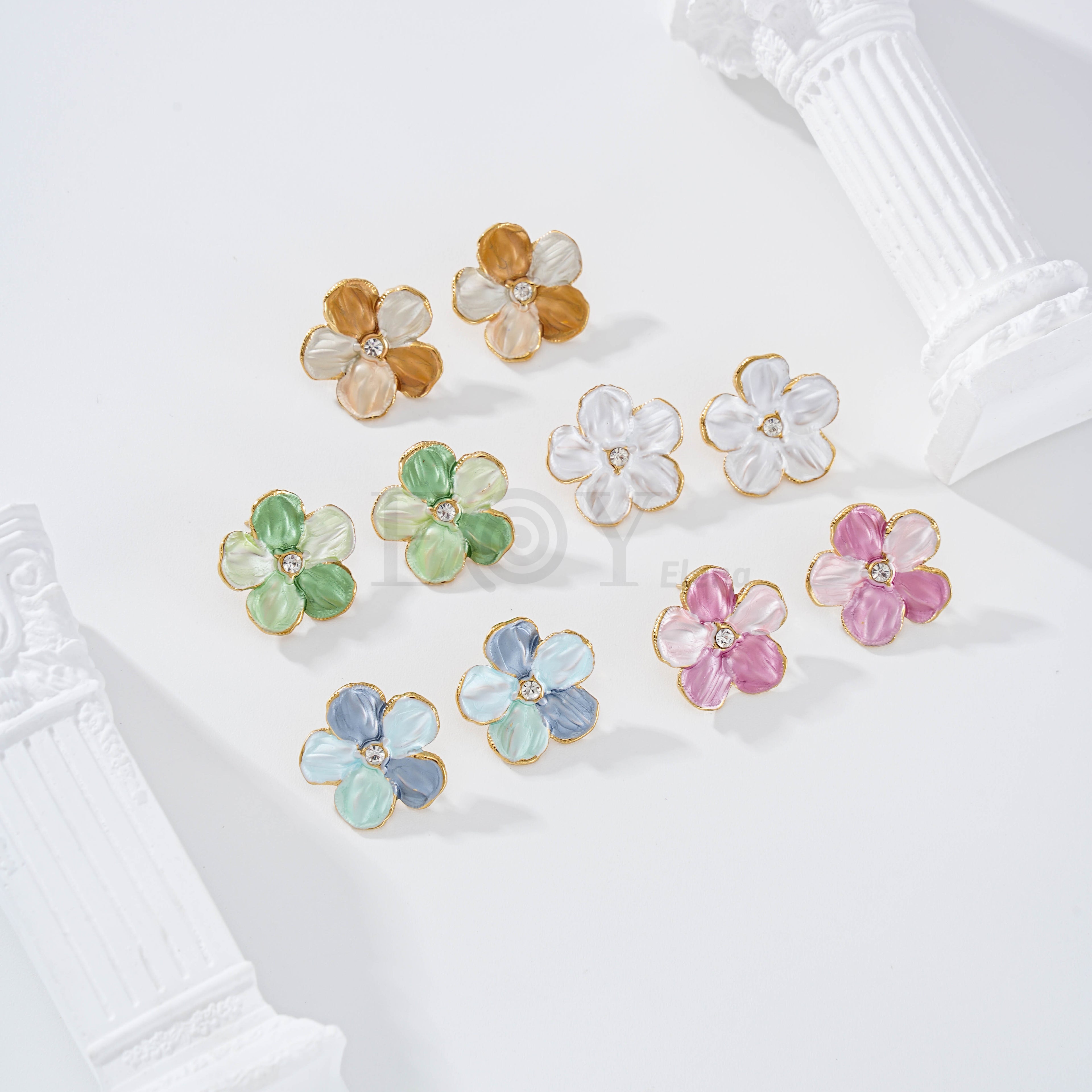 Pendientes flor color