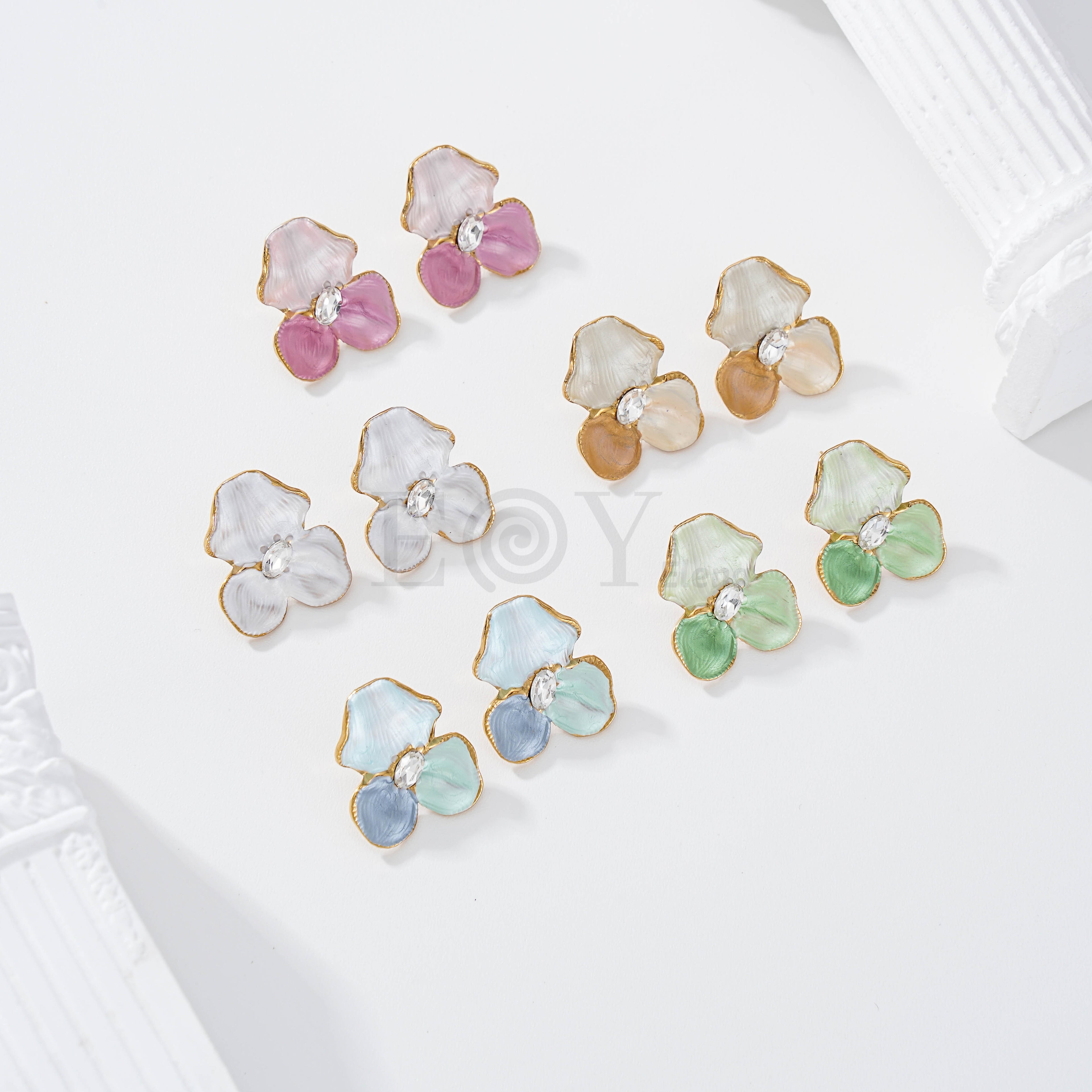 Pendientes flor color