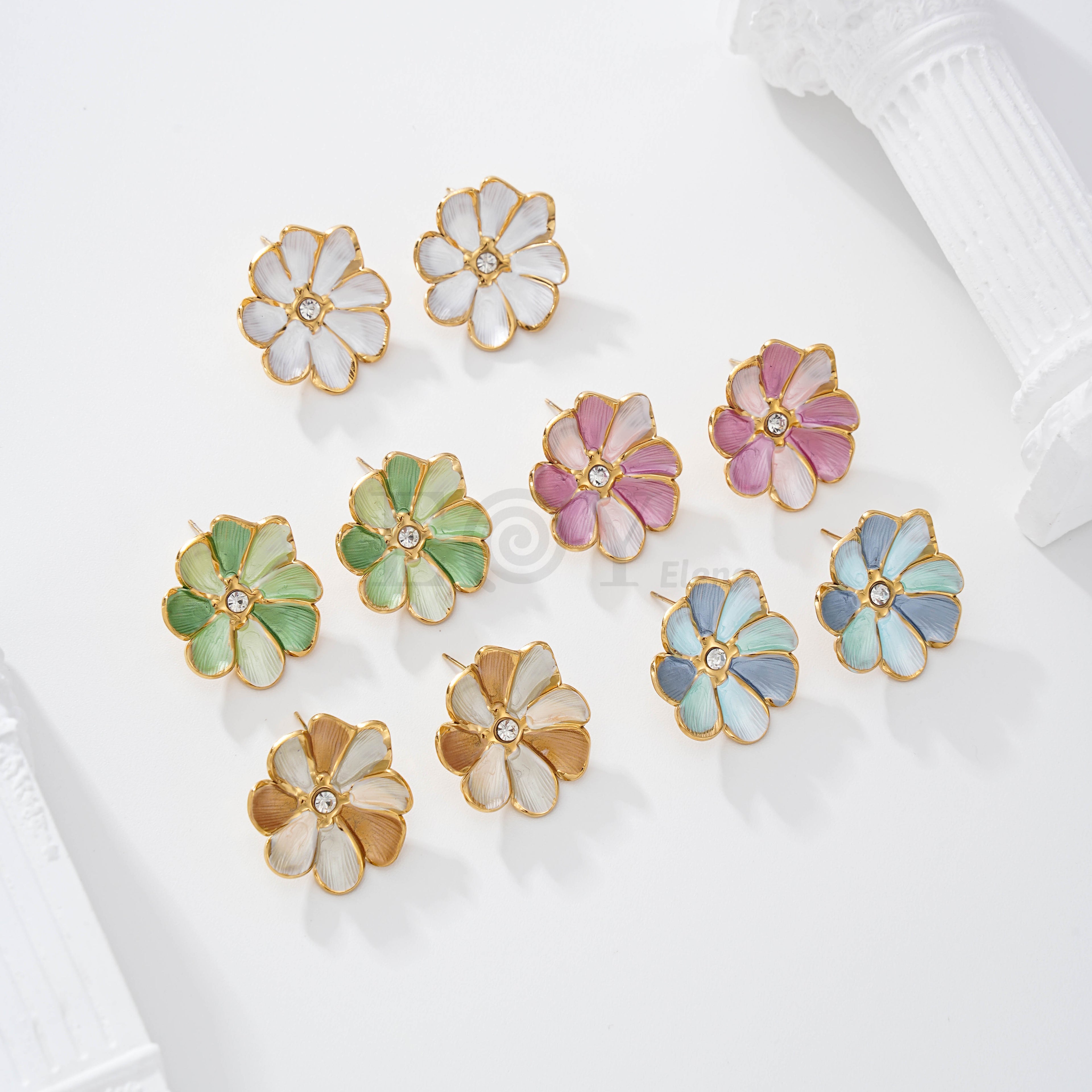 Pendientes flor color