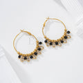 Pendientes con piedra negra acero