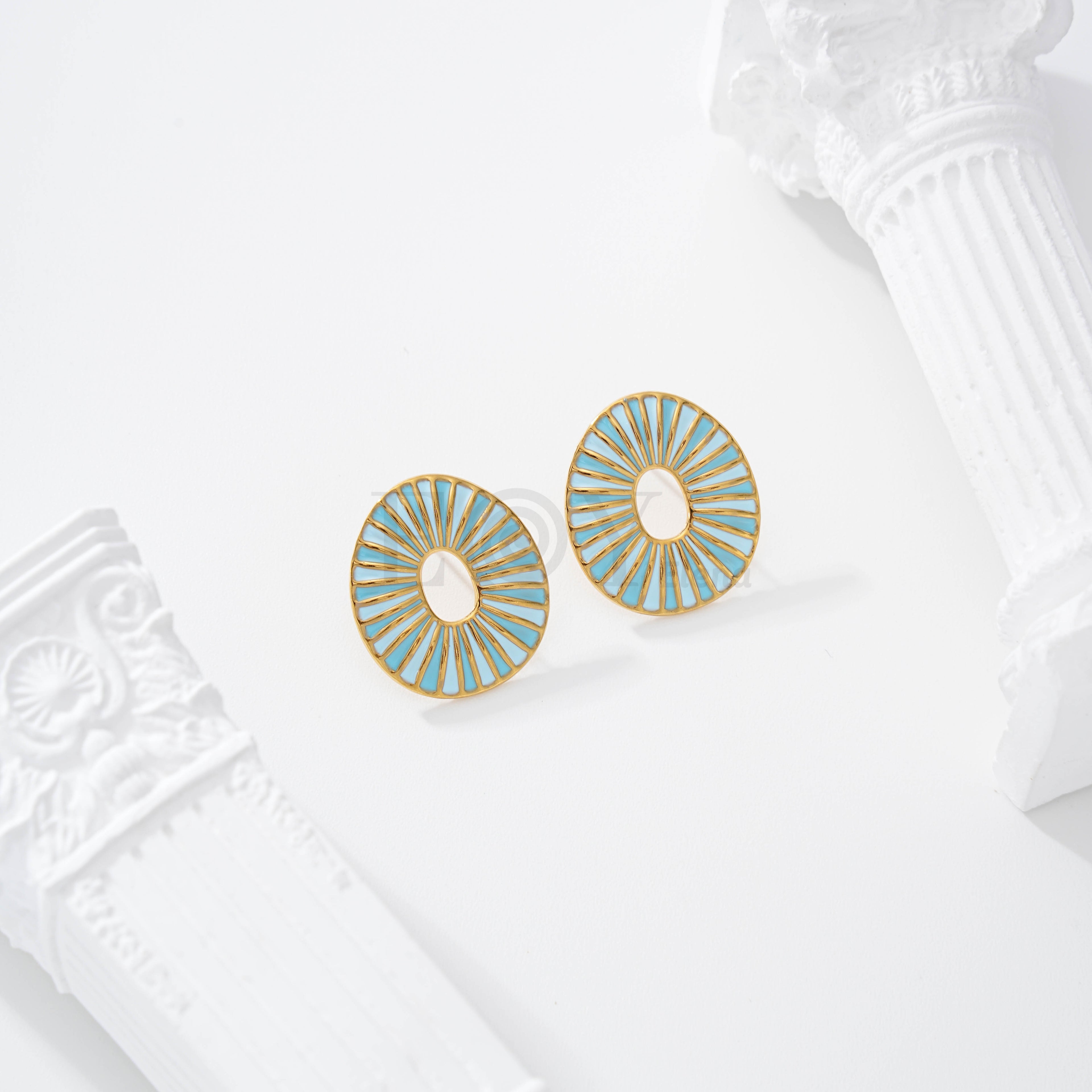 Pendientes óvalo hueco con colores
