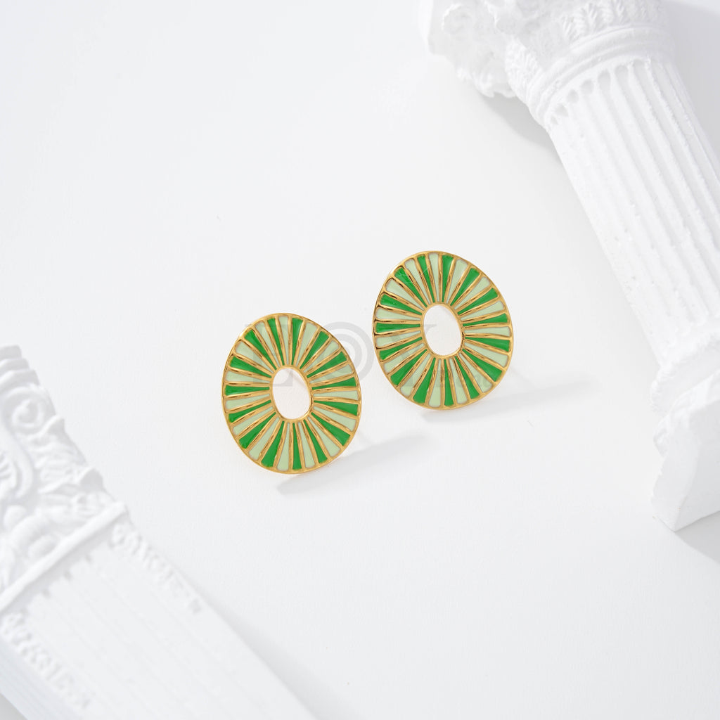 Pendientes óvalo hueco con colores