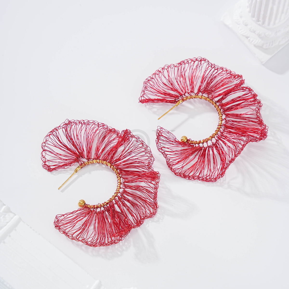 Pendientes colores hilo cobre y aro acero