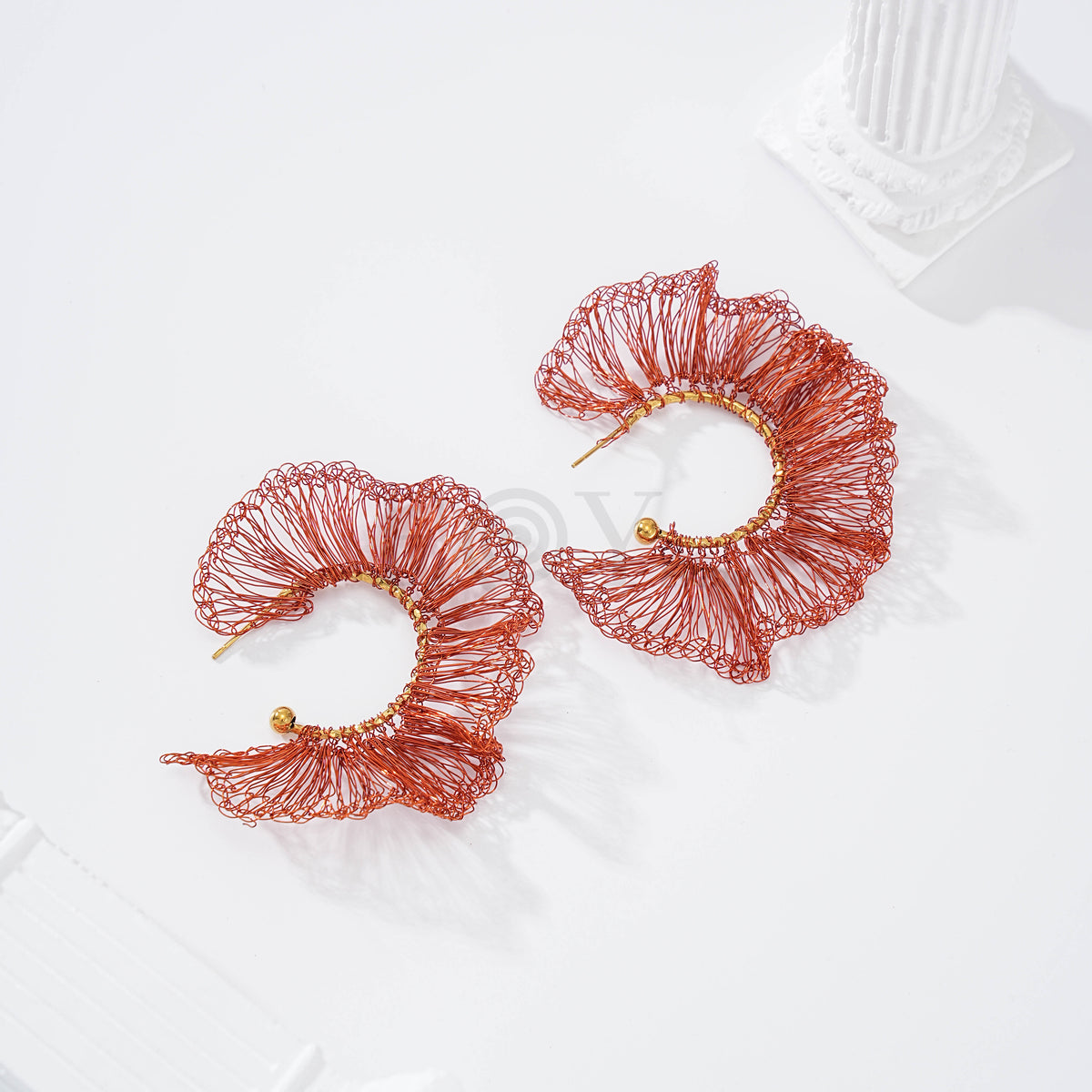 Pendientes colores hilo cobre y aro acero